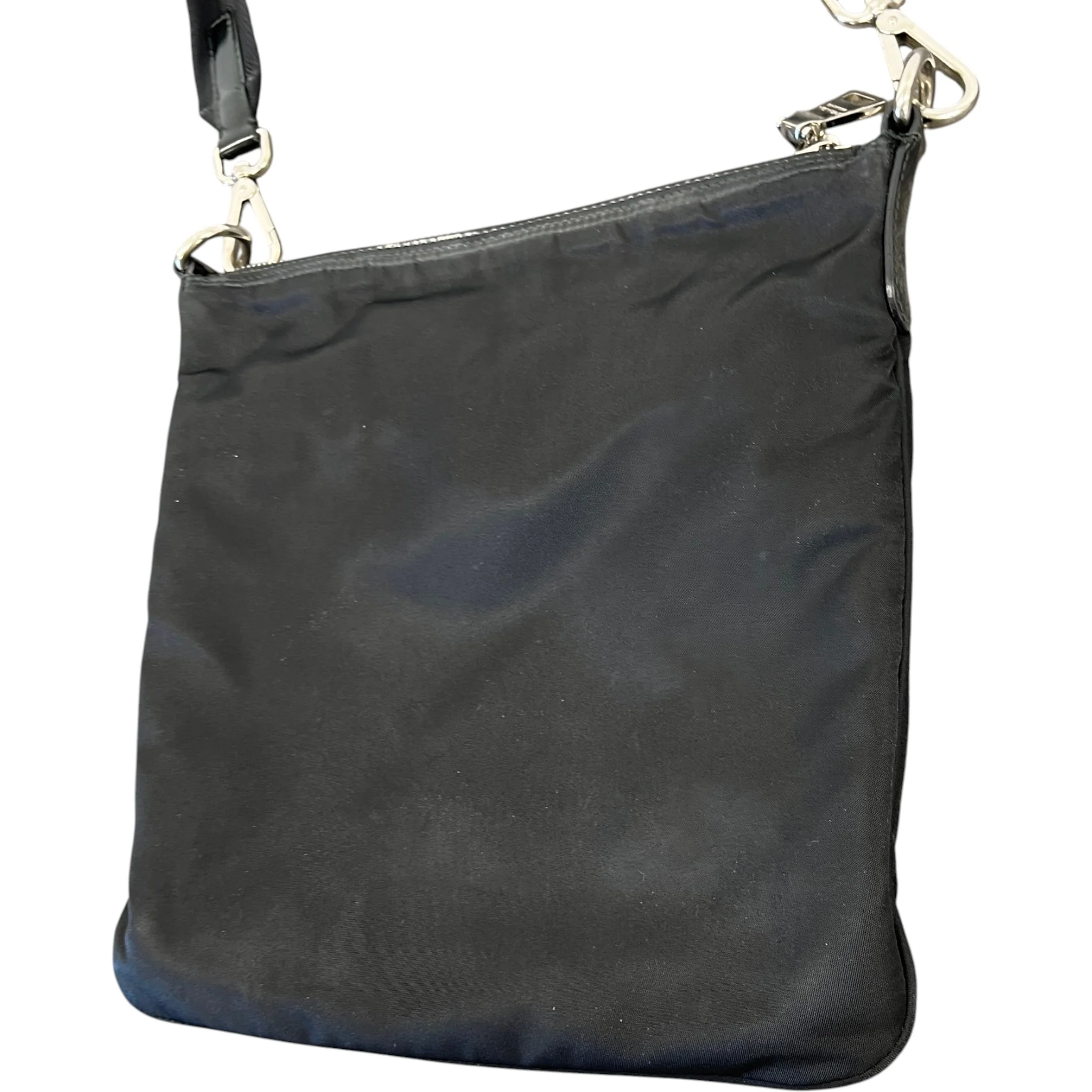 Men's Plaque Logo Re-Nylon Messenger Bag Black - Image 7