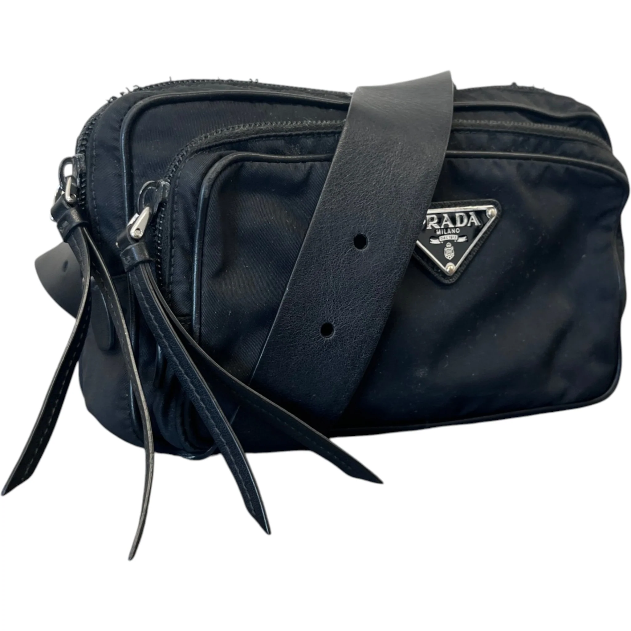 Men's Plaque Logo Studded Bag Black - Image 4