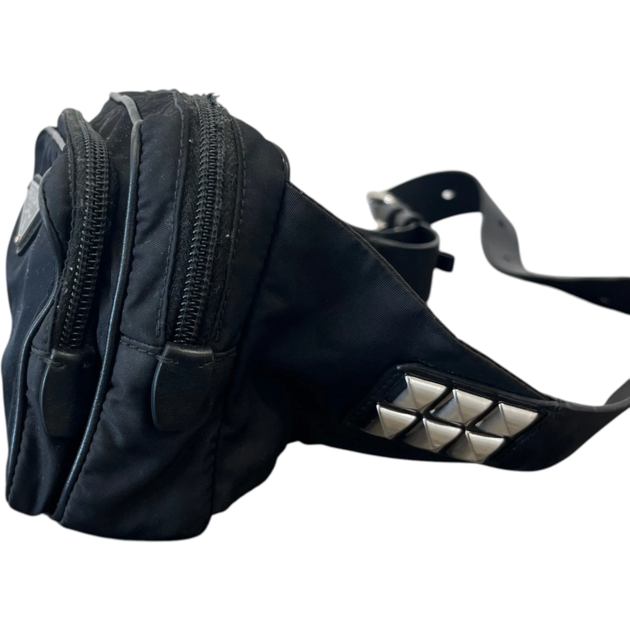 Men's Plaque Logo Studded Bag Black - Image 7