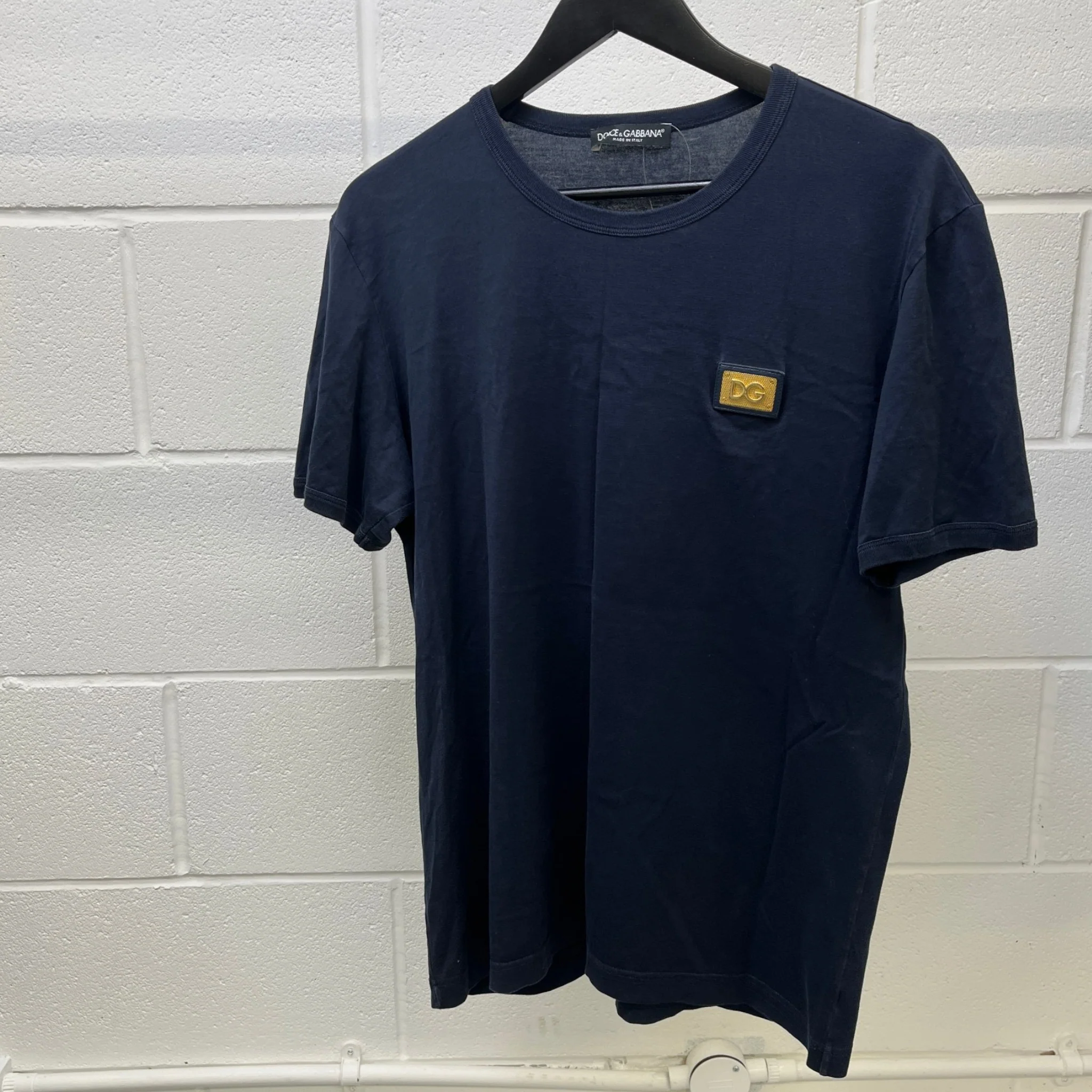 Men's Plaque Logo T-Shirt Navy Size IT 52 / UK XL - Image 8