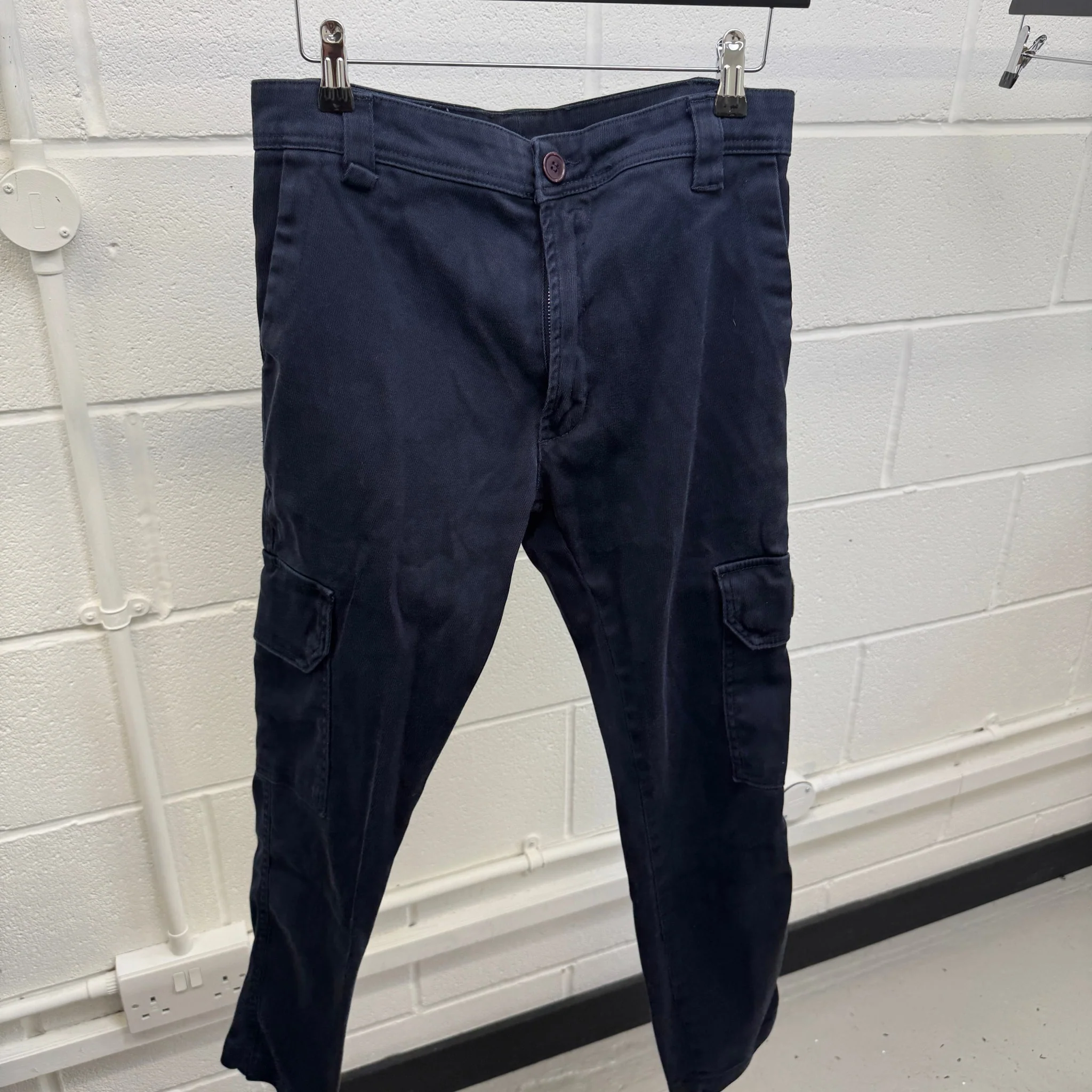 Men's Plaque Logo Trousers Navy Size S - Image 6