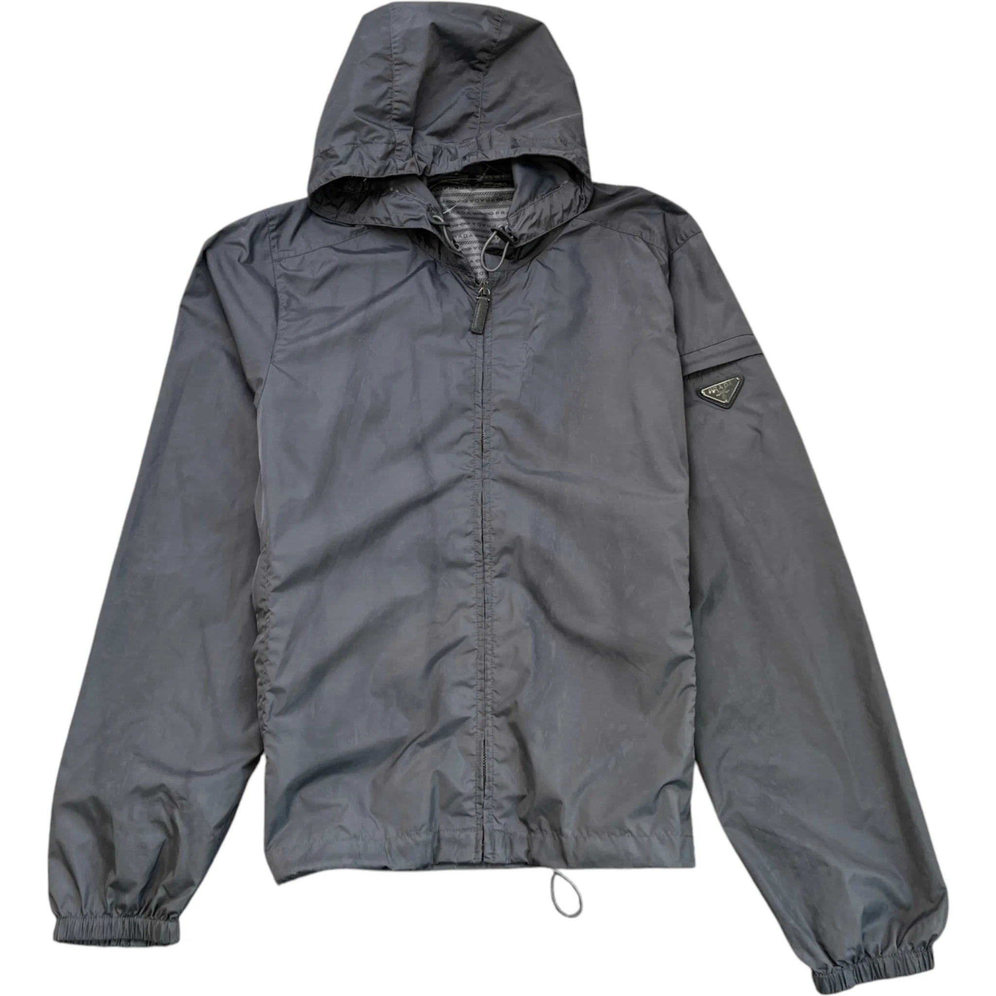 Men's Plaque Logo Windbreaker Grey Size S
