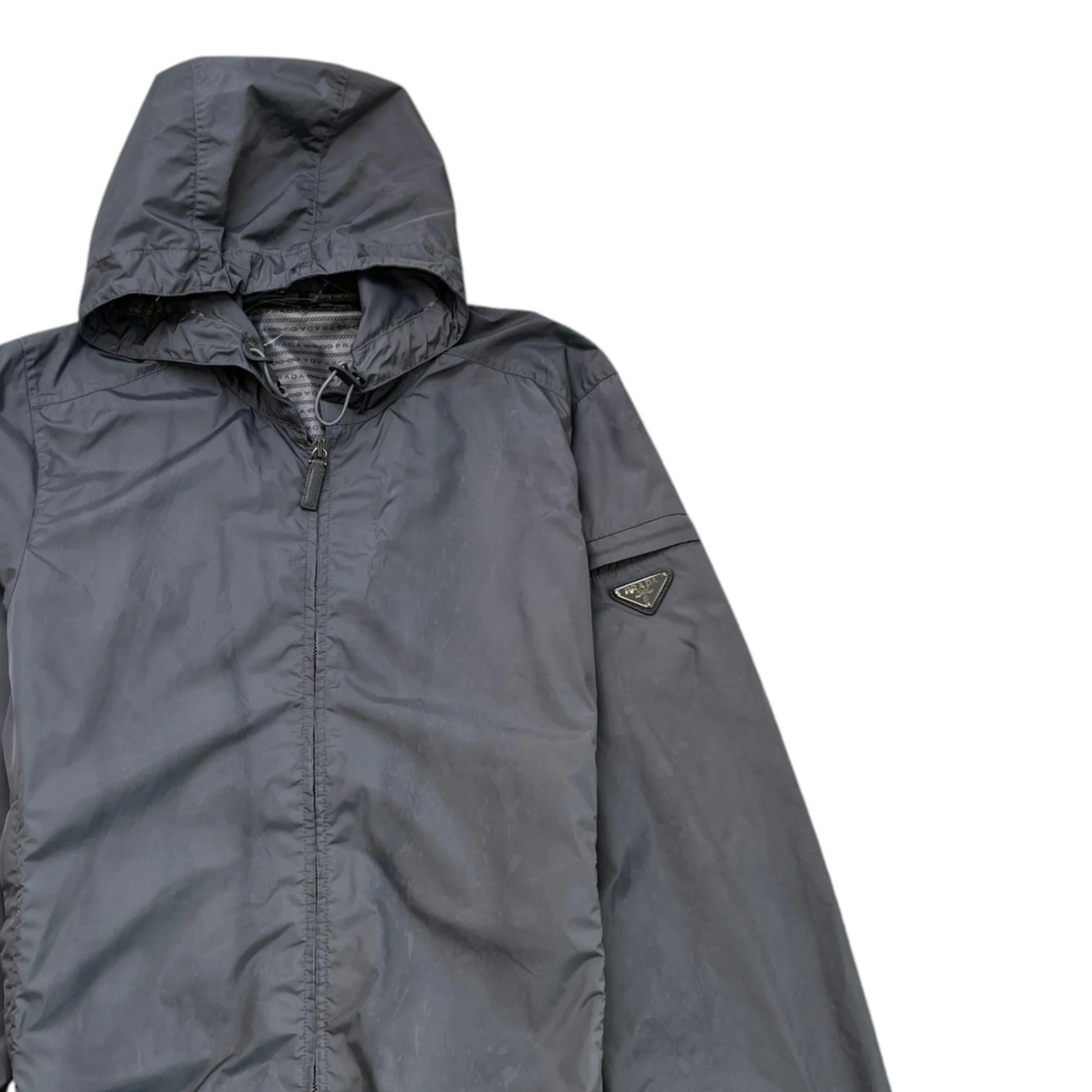 Men's Plaque Logo Windbreaker Grey Size S - Image 3