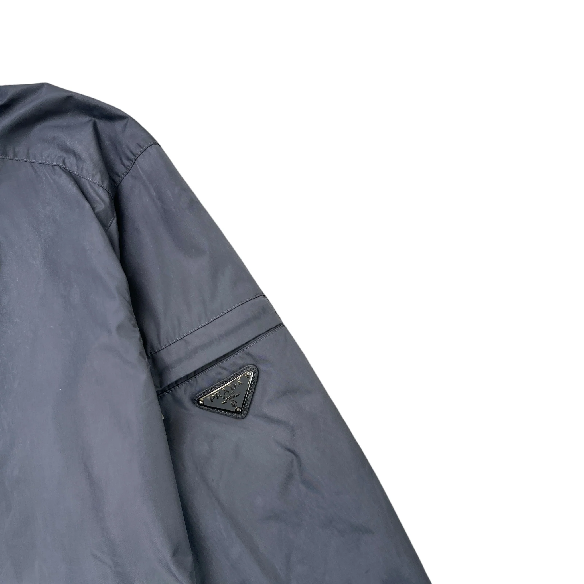 Men's Plaque Logo Windbreaker Grey Size S - Image 5