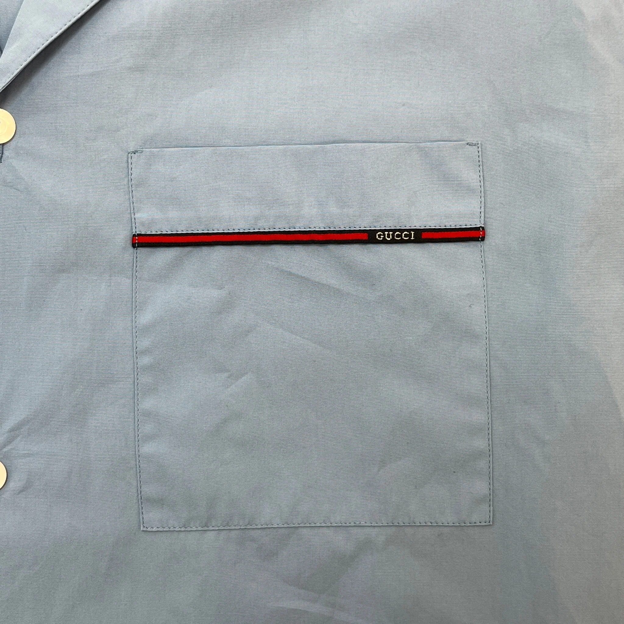 Men's Pocket Logo Short Sleeve Shirt Blue Size IT 50 / UK L - Image 6