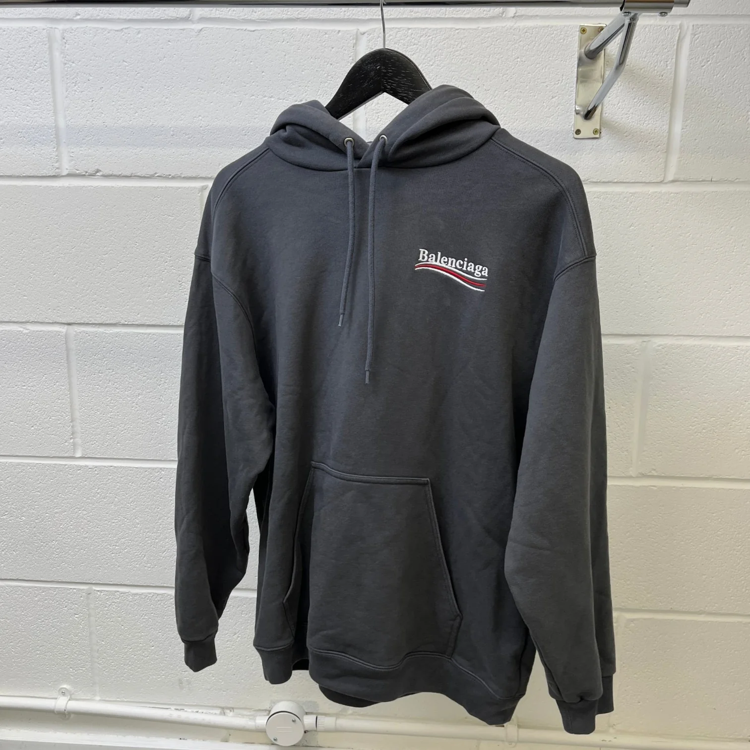 Men's Political Campaign Logo Hoodie Charcoal Size S - Image 10