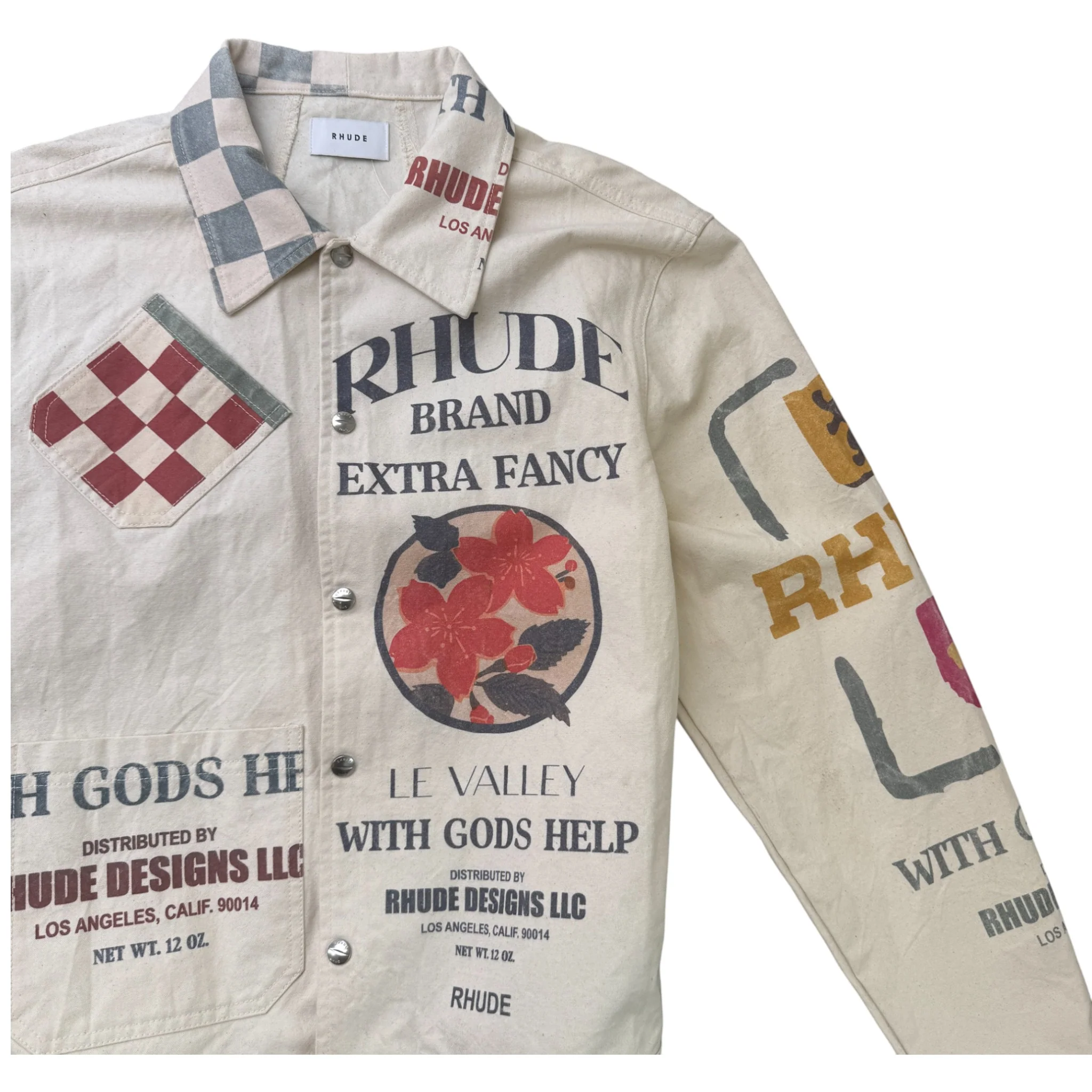 Men's Printed Logo Jacket Beige Size S - Image 3