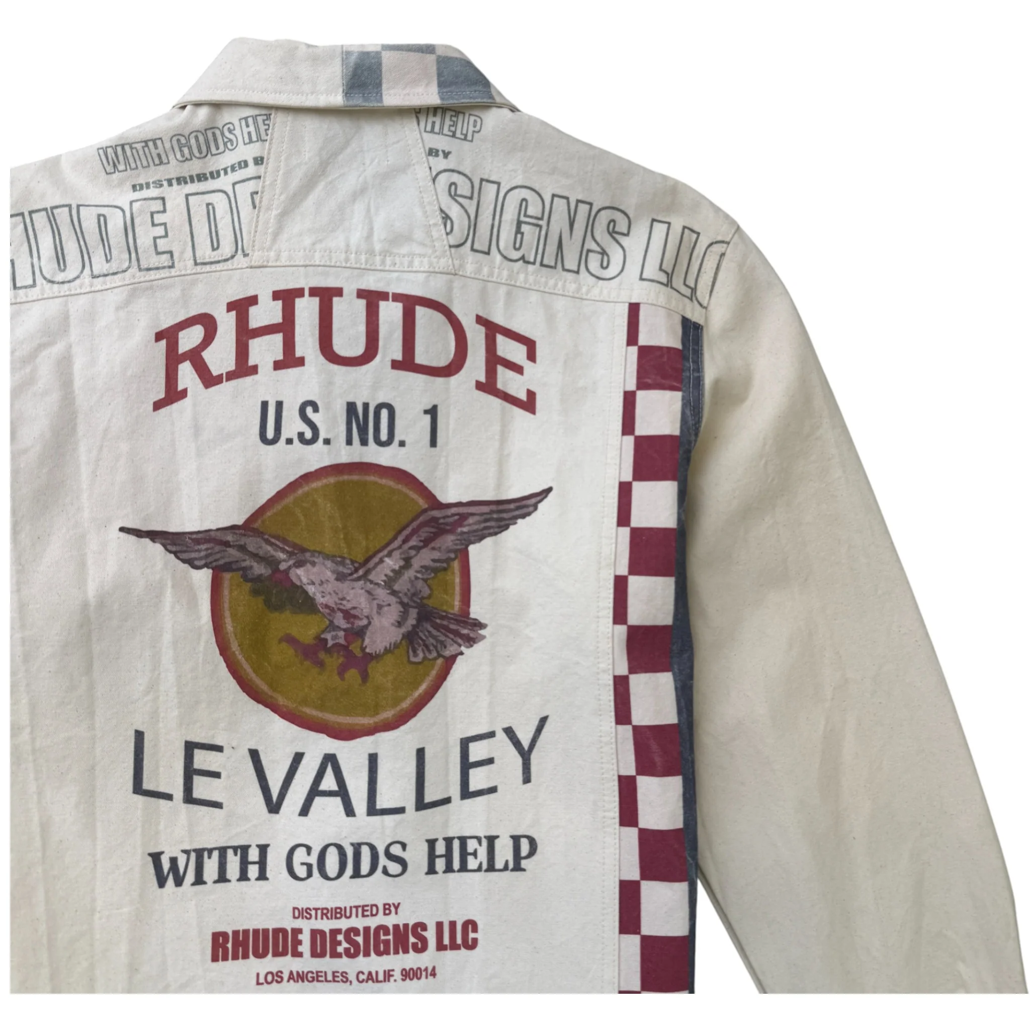 Men's Printed Logo Jacket Beige Size S - Image 5