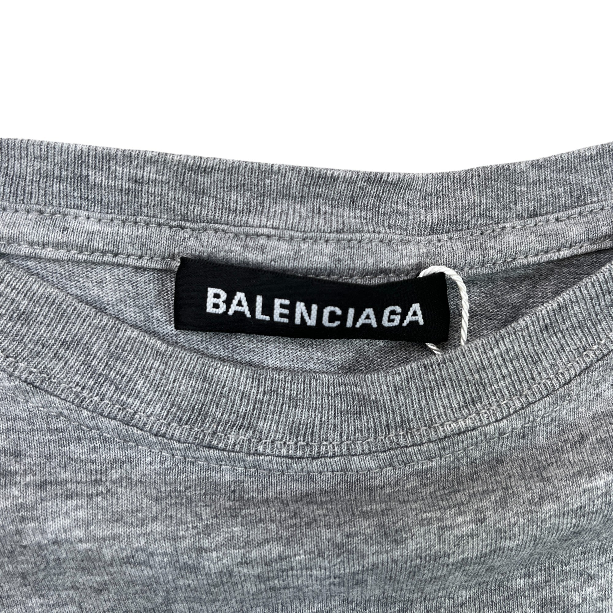 Men's Printed Logo T-Shirt Grey Size M - Image 5