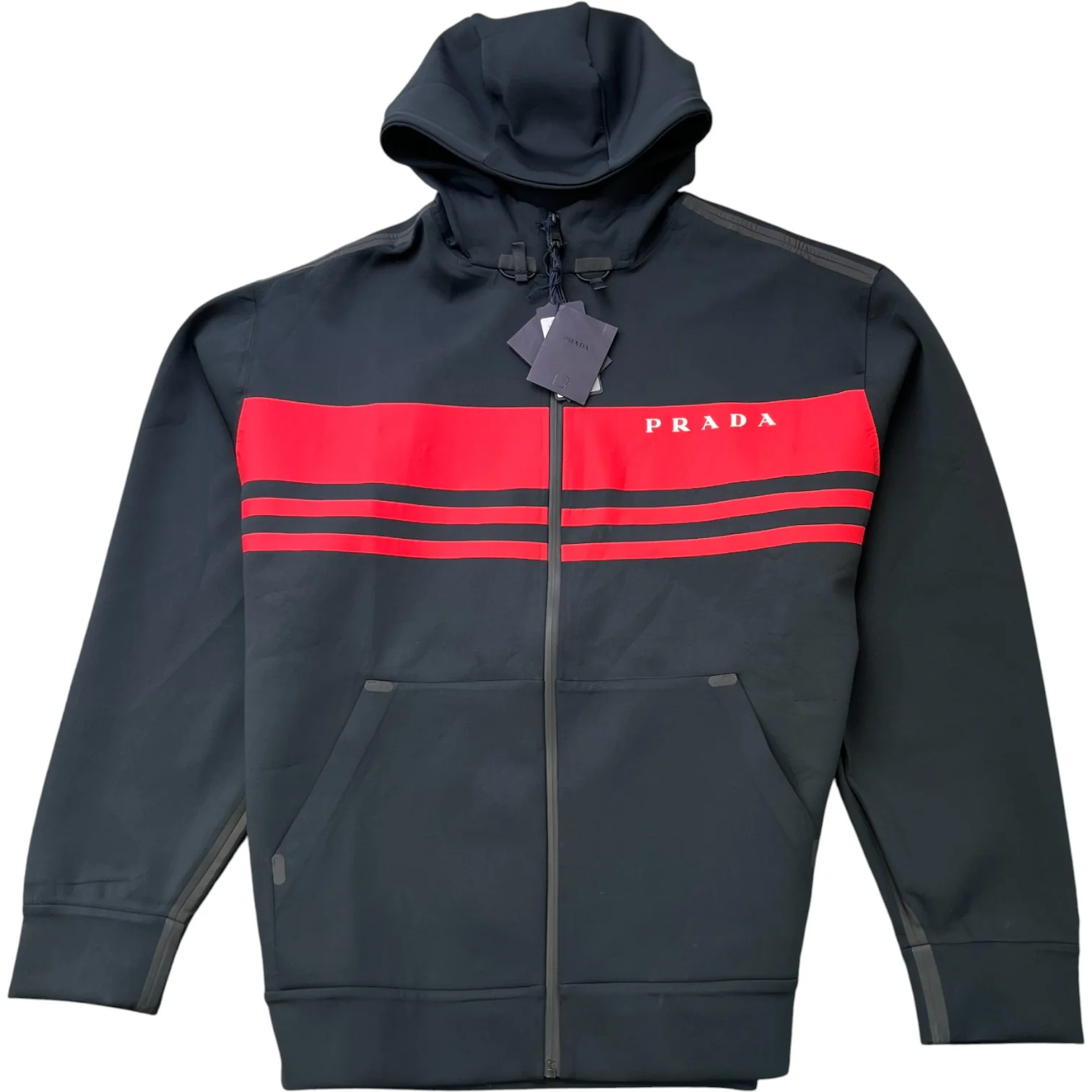 Men's Printed Technical Fabric Jacket Black Size XXL