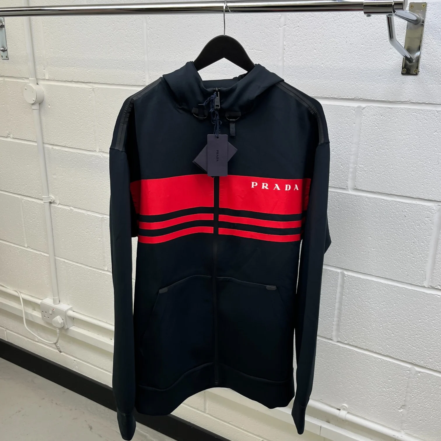 Men's Printed Technical Fabric Jacket Black Size XXL - Image 10
