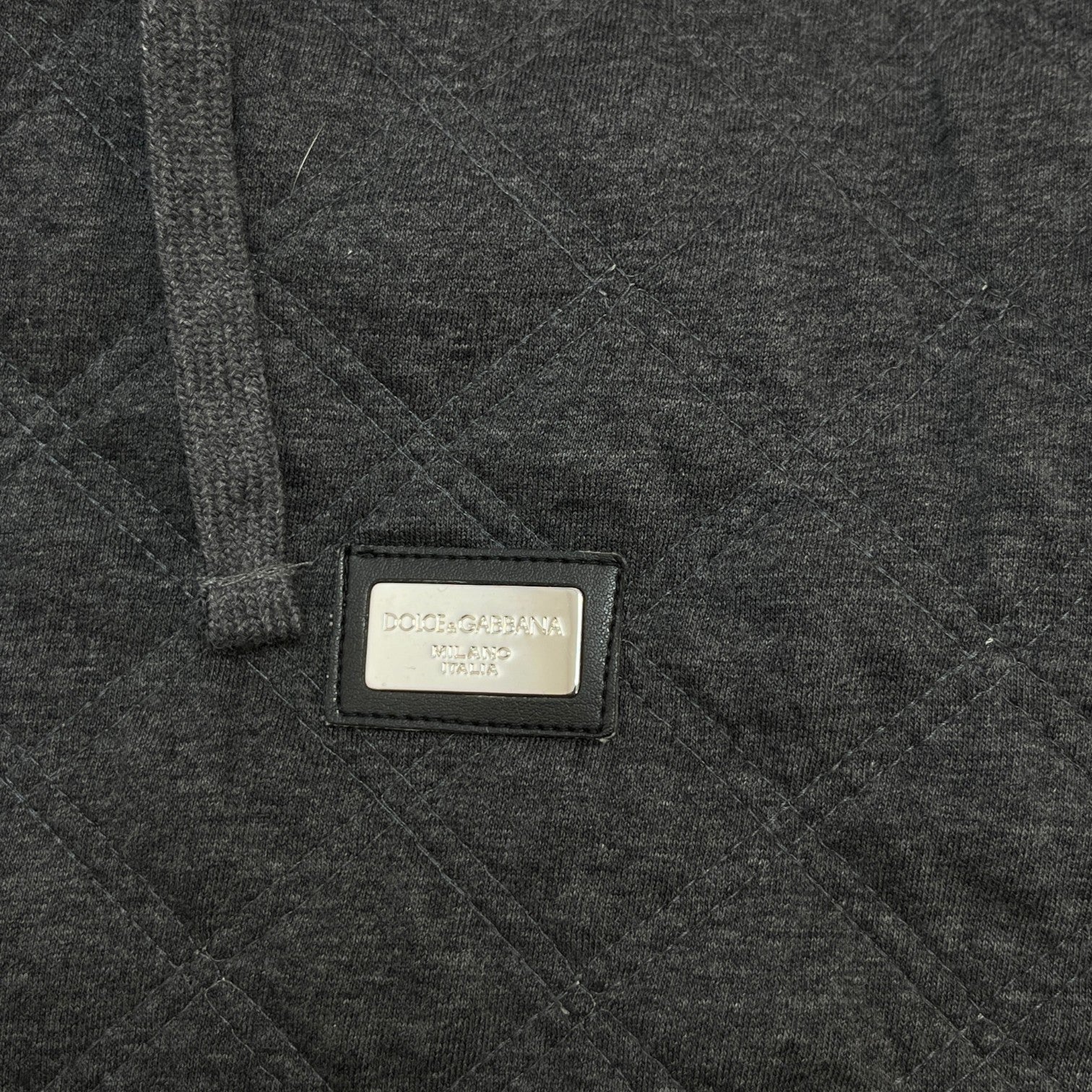 Men's Quilted Plaque Logo Hoodie Grey Size IT 54 / UK XXL - Image 6