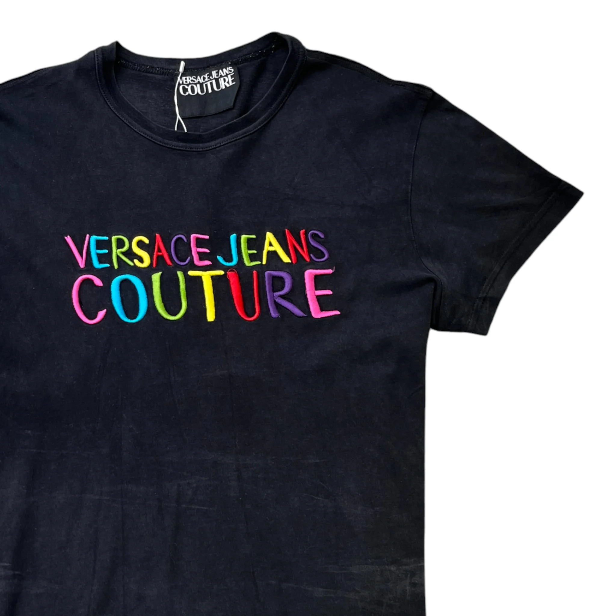 Men's Rainbow Logo T-Shirt Black Size M - Image 3