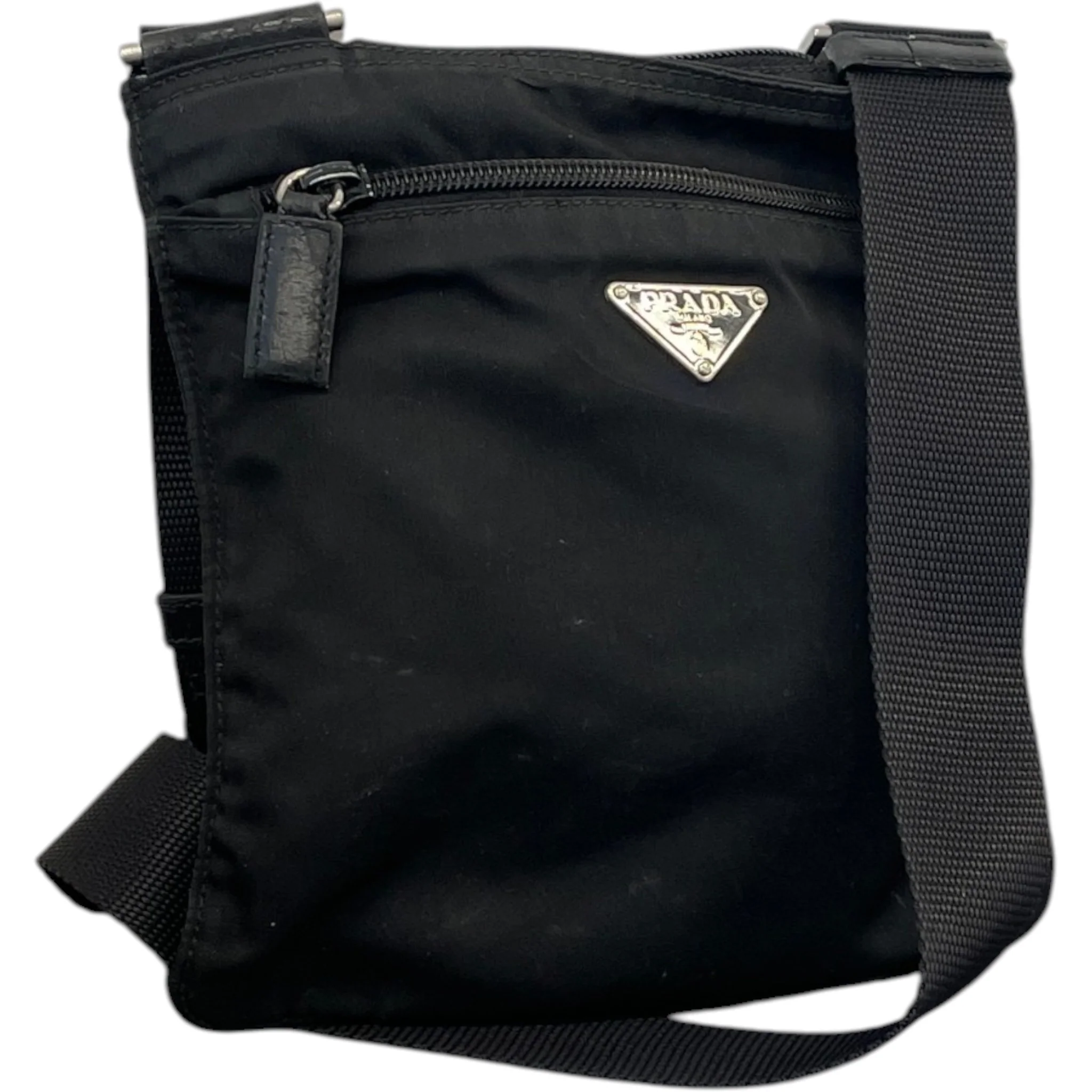 Men's Re-Nylon Plaque Logo Messenger Bag Black - Image 4