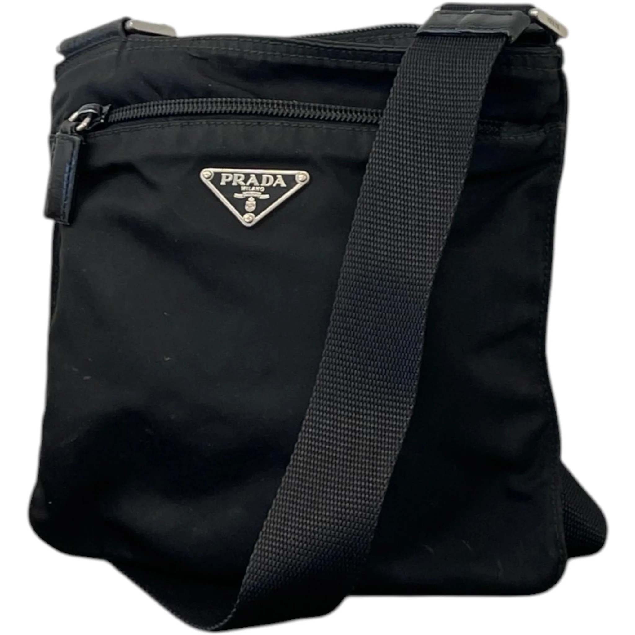 Men's Re-Nylon Plaque Logo Messenger Bag Black - Image 5