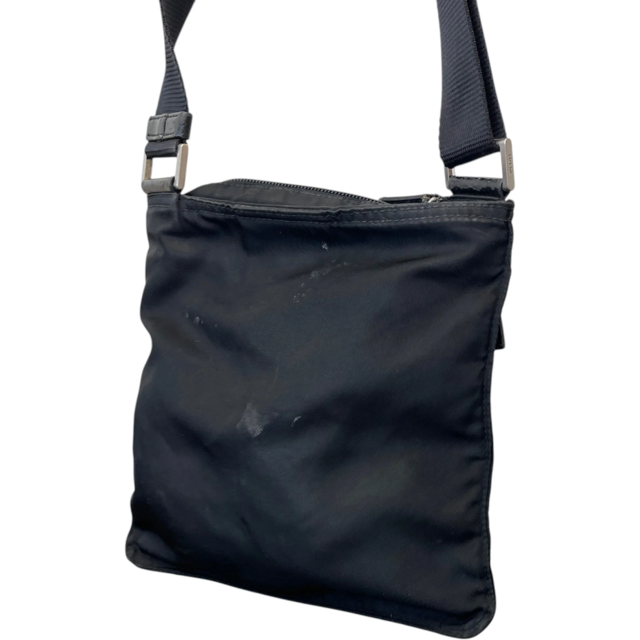 Men's Re-Nylon Plaque Logo Messenger Bag Black - Image 8