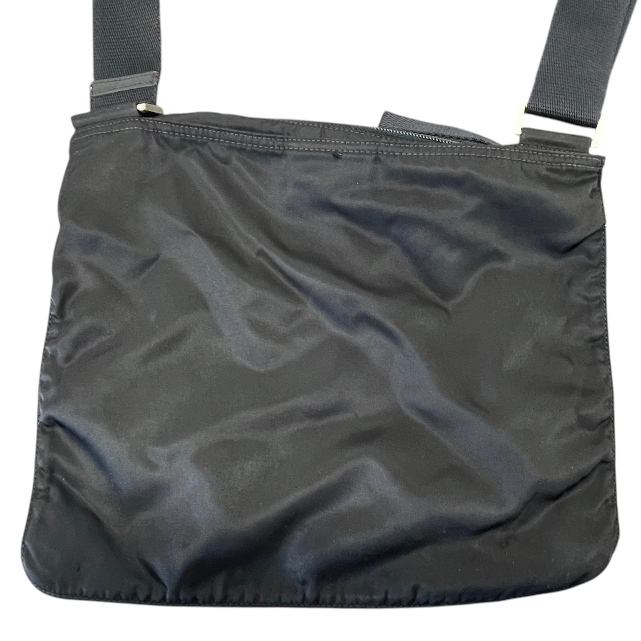 Men's Re-Nylon Plaque Logo Messenger Bag Black - Image 3