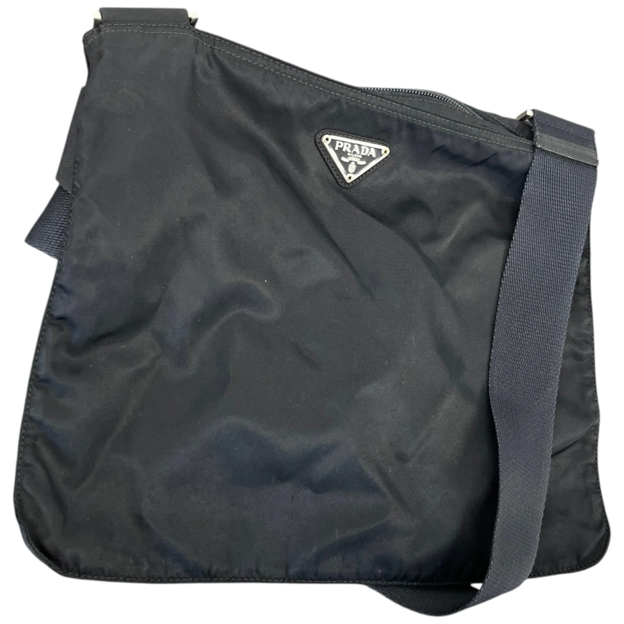 Men's Re-Nylon Plaque Logo Messenger Bag Black - Image 5