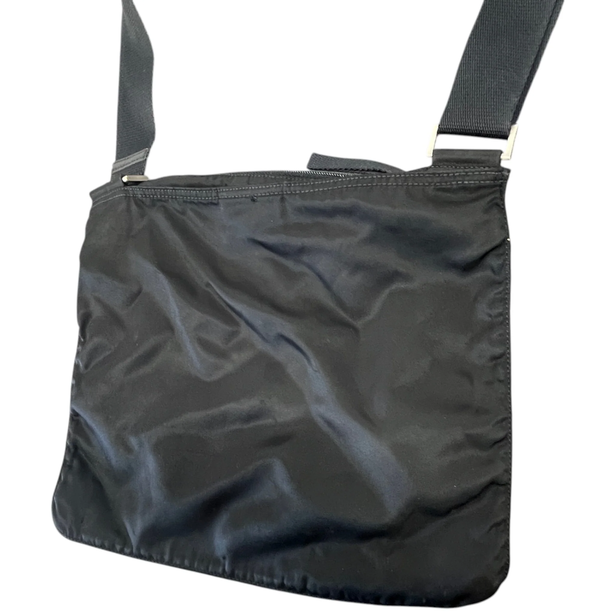 Men's Re-Nylon Plaque Logo Messenger Bag Black - Image 7