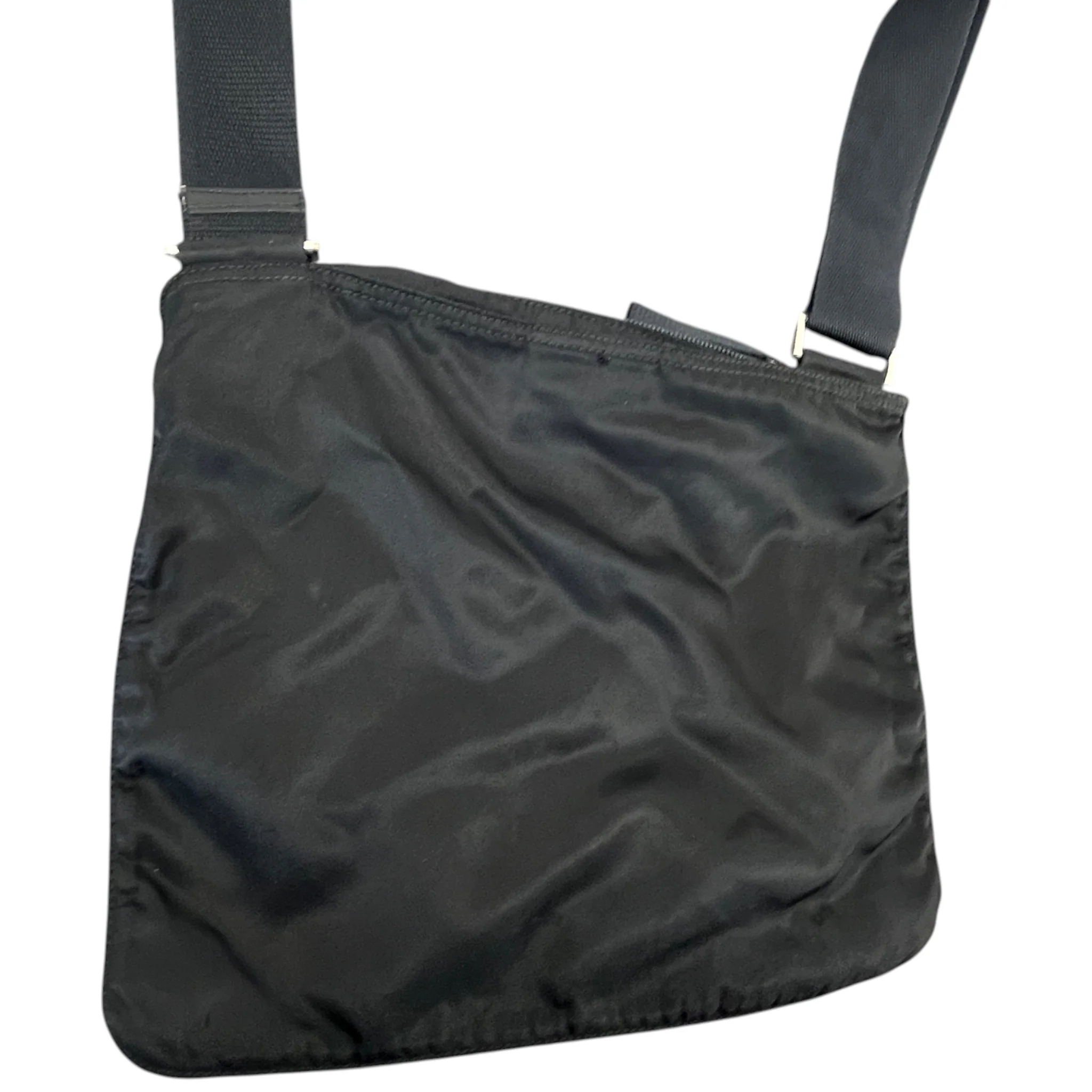 Men's Re-Nylon Plaque Logo Messenger Bag Black - Image 8