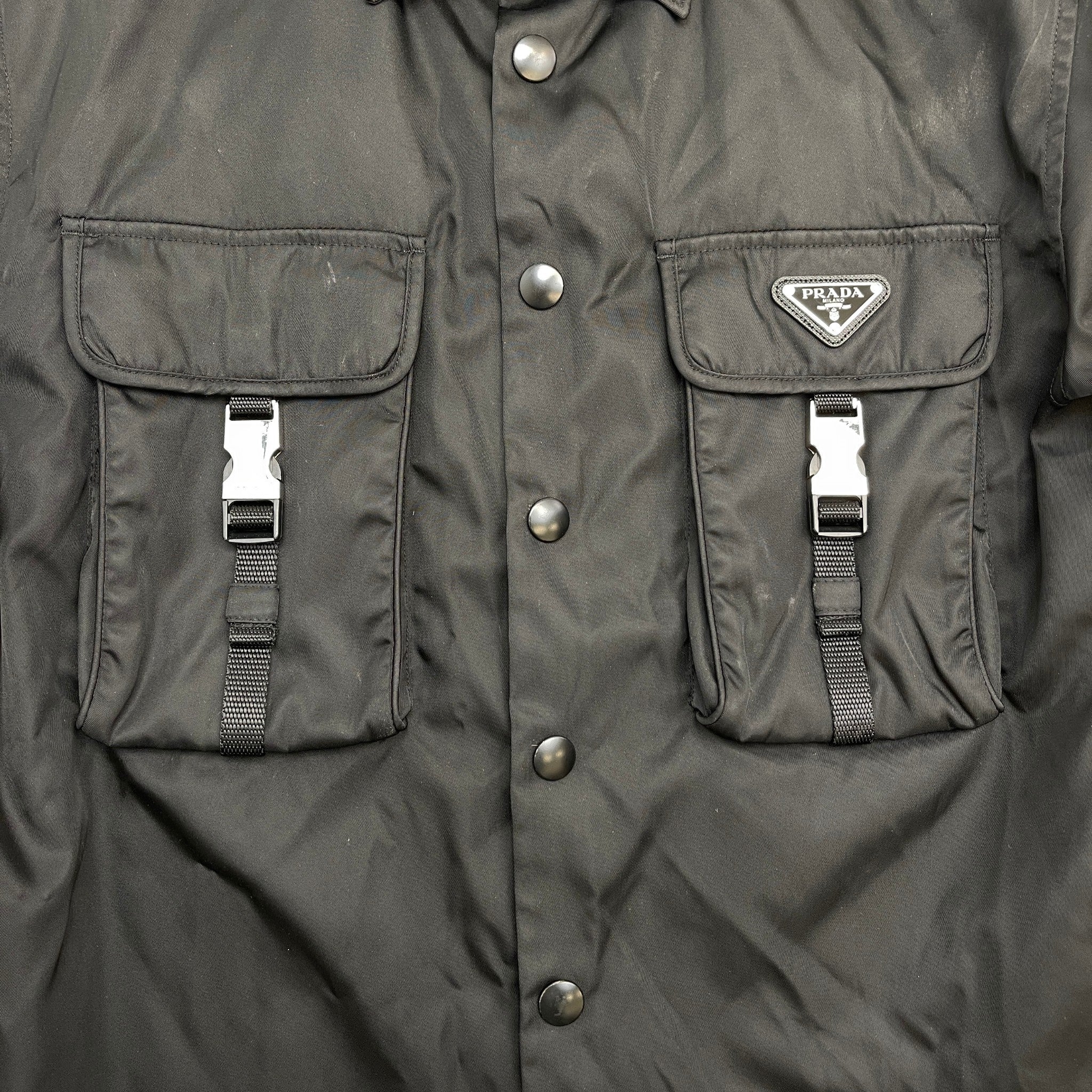 Men's Re-Nylon Plaque Logo OverShirt Black Size M - Image 6