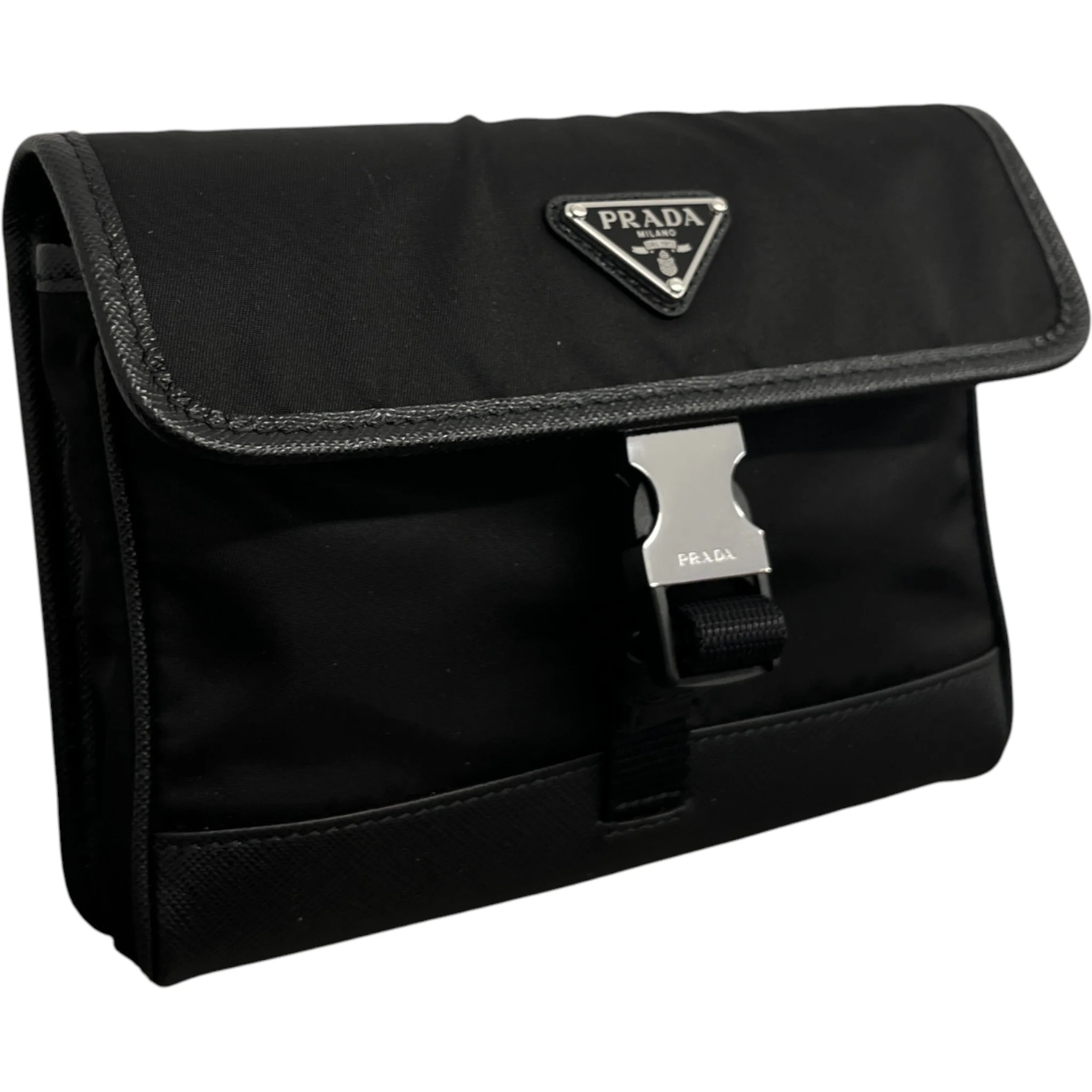 Men's Re-Nylon Saffiano Smartphone Case Bag Black - Image 3