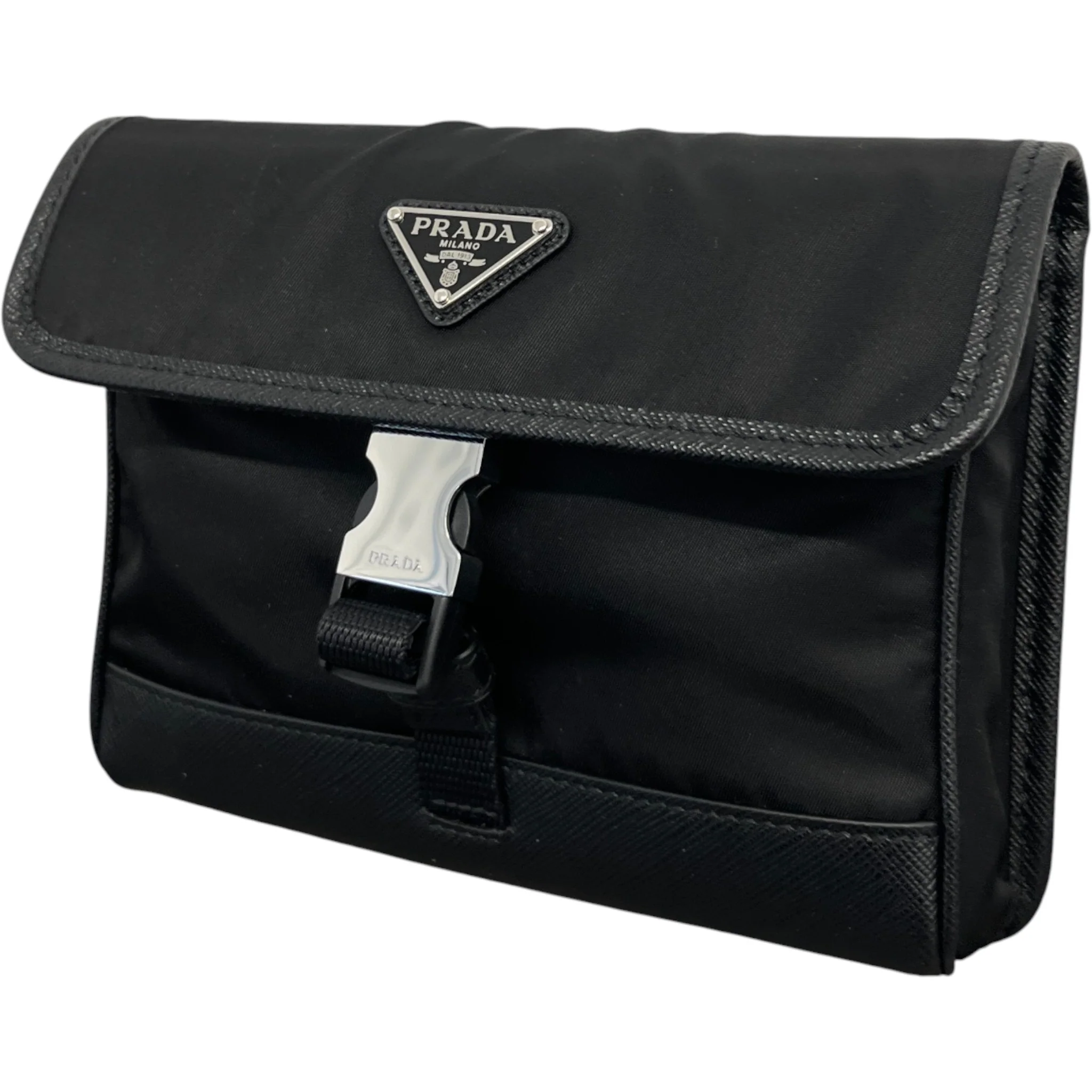 Men's Re-Nylon Saffiano Smartphone Case Bag Black - Image 4