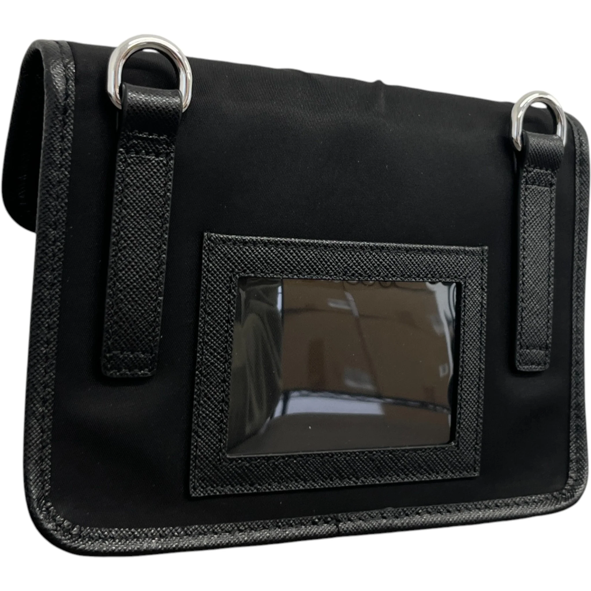 Men's Re-Nylon Saffiano Smartphone Case Bag Black - Image 7