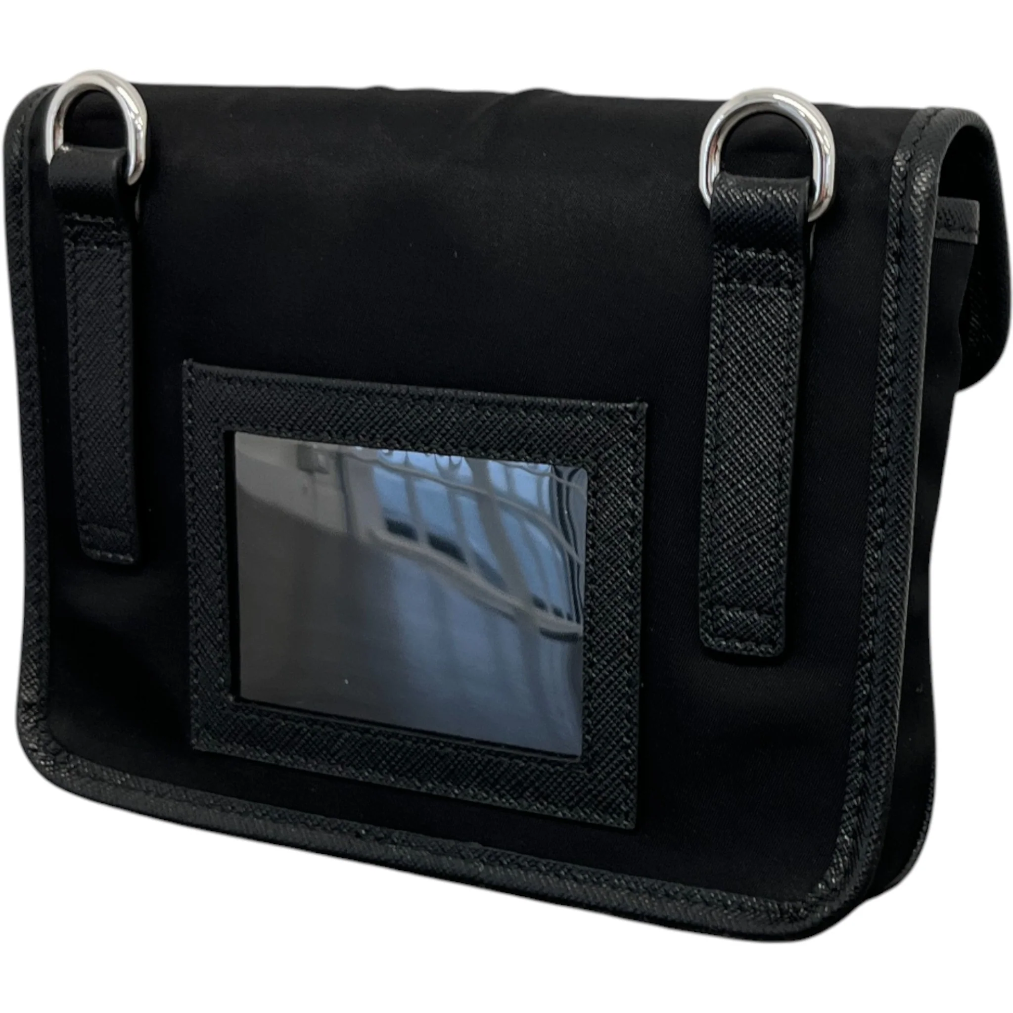 Men's Re-Nylon Saffiano Smartphone Case Bag Black - Image 8