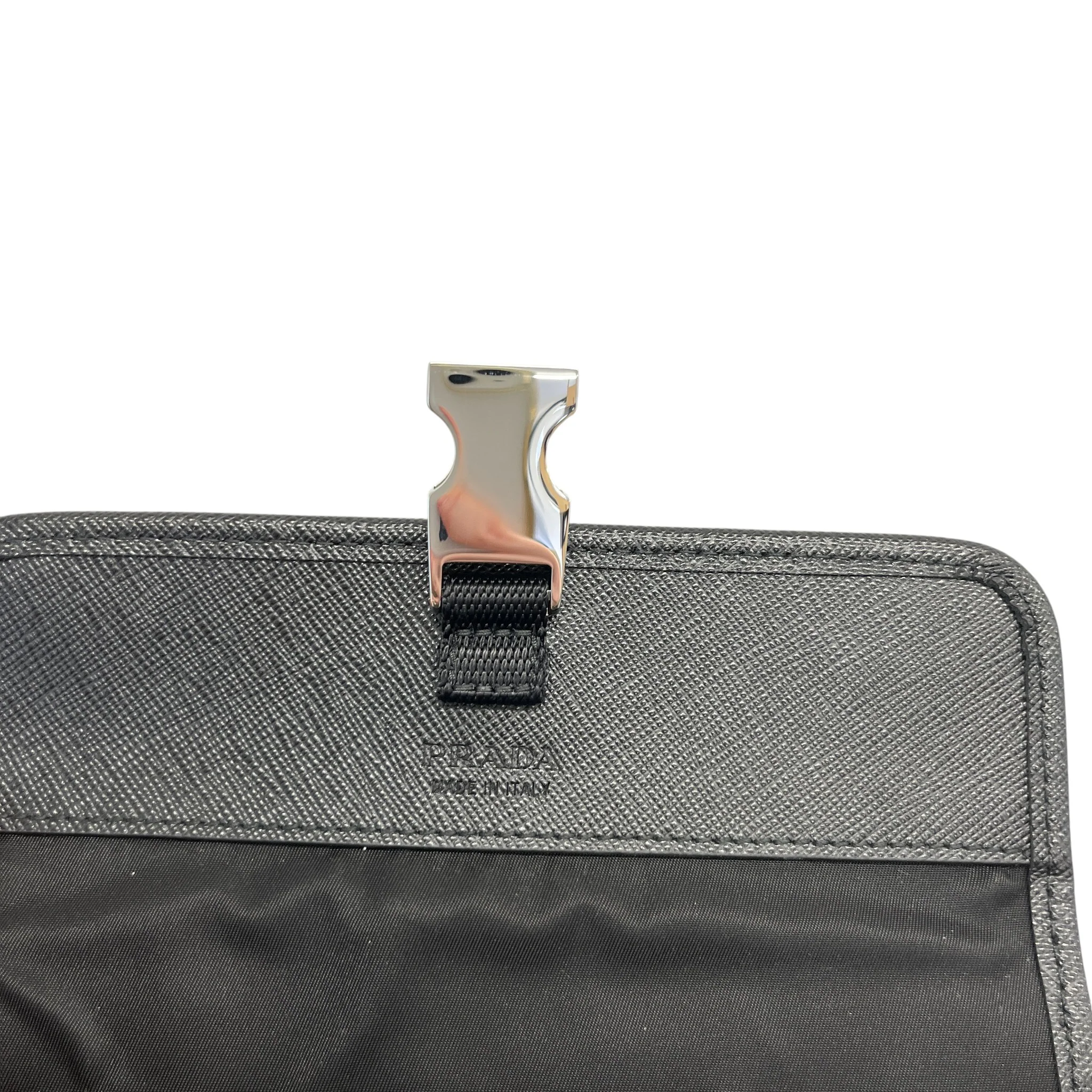 Men's Re-Nylon Saffiano Smartphone Case Bag Black - Image 9