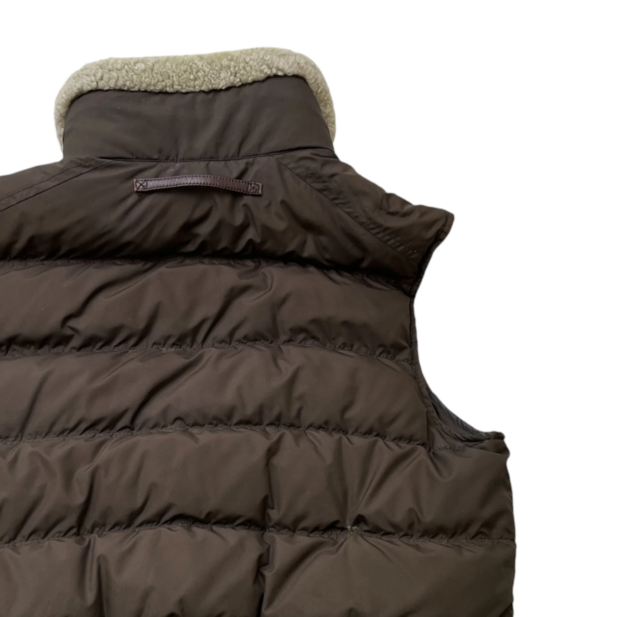 Men's Red Tab Logo Sheepskin Collar Gilet Brown Size IT 52 / XL - Image 4