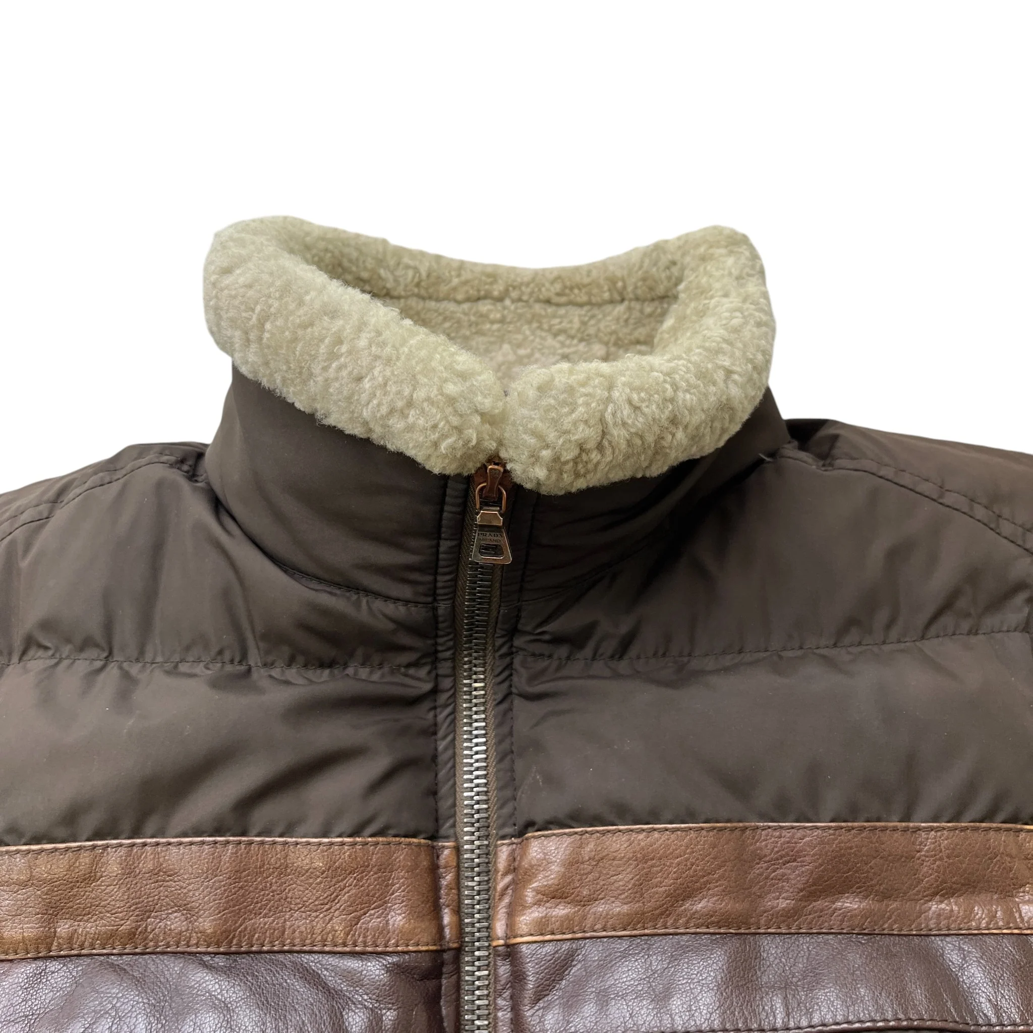 Men's Red Tab Logo Sheepskin Collar Gilet Brown Size IT 52 / XL - Image 6