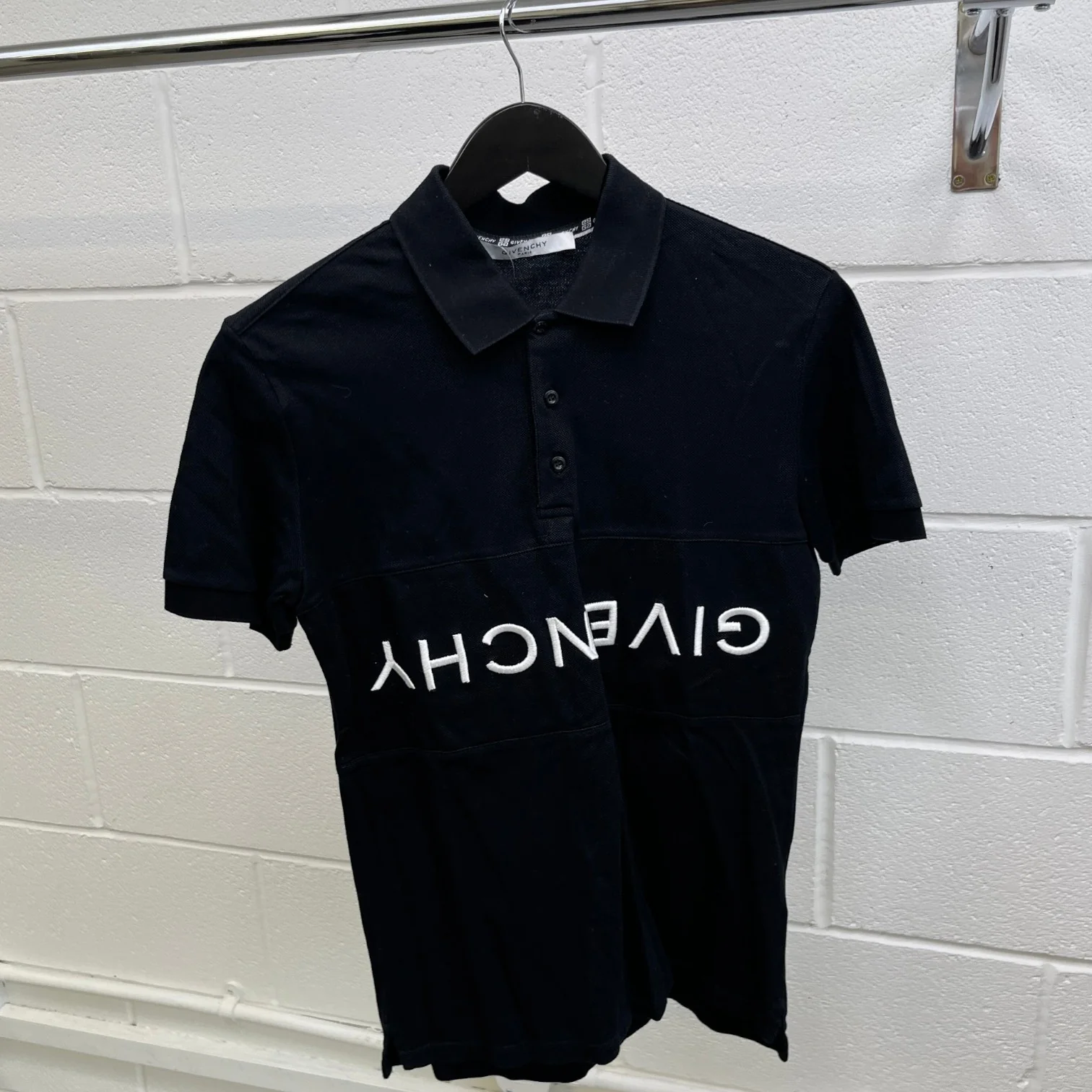Men's Reverse Logo Polo Shirt Black Size S - Image 9