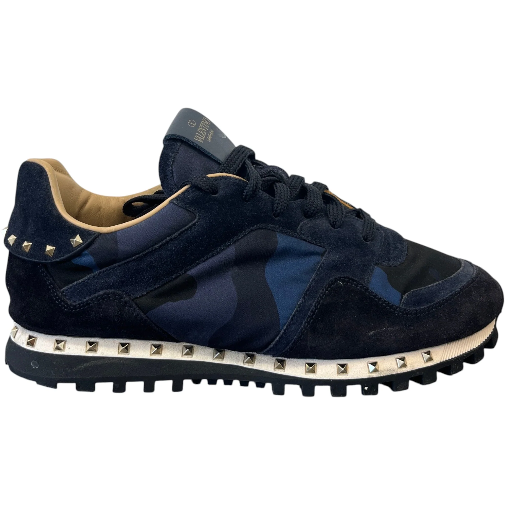 Men's Rockstud Camouflage Low Trainers Navy Size EU 41 / UK 7
