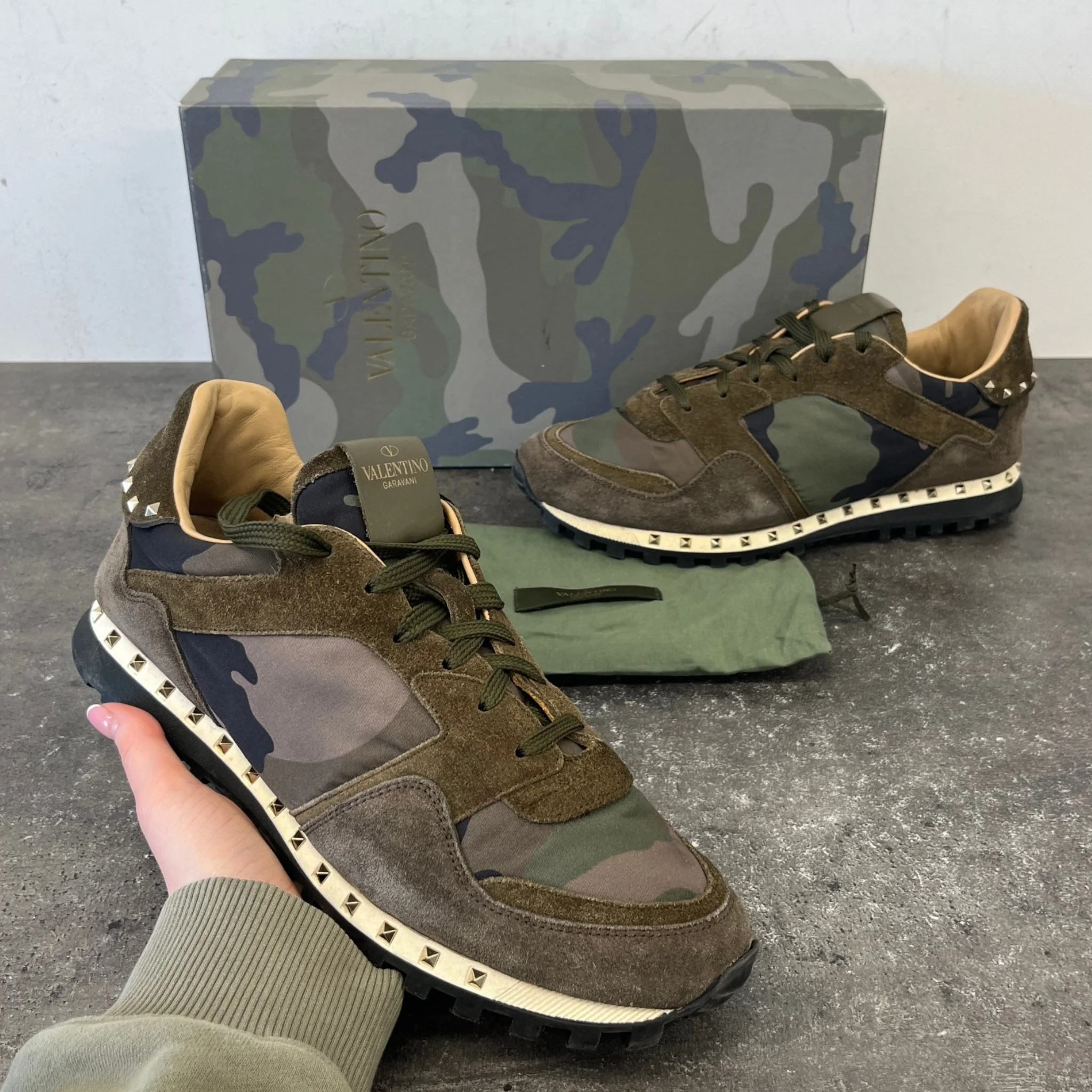 Men's Rockstud Low Trainers Green Size EU 42 / UK 8 - Image 13
