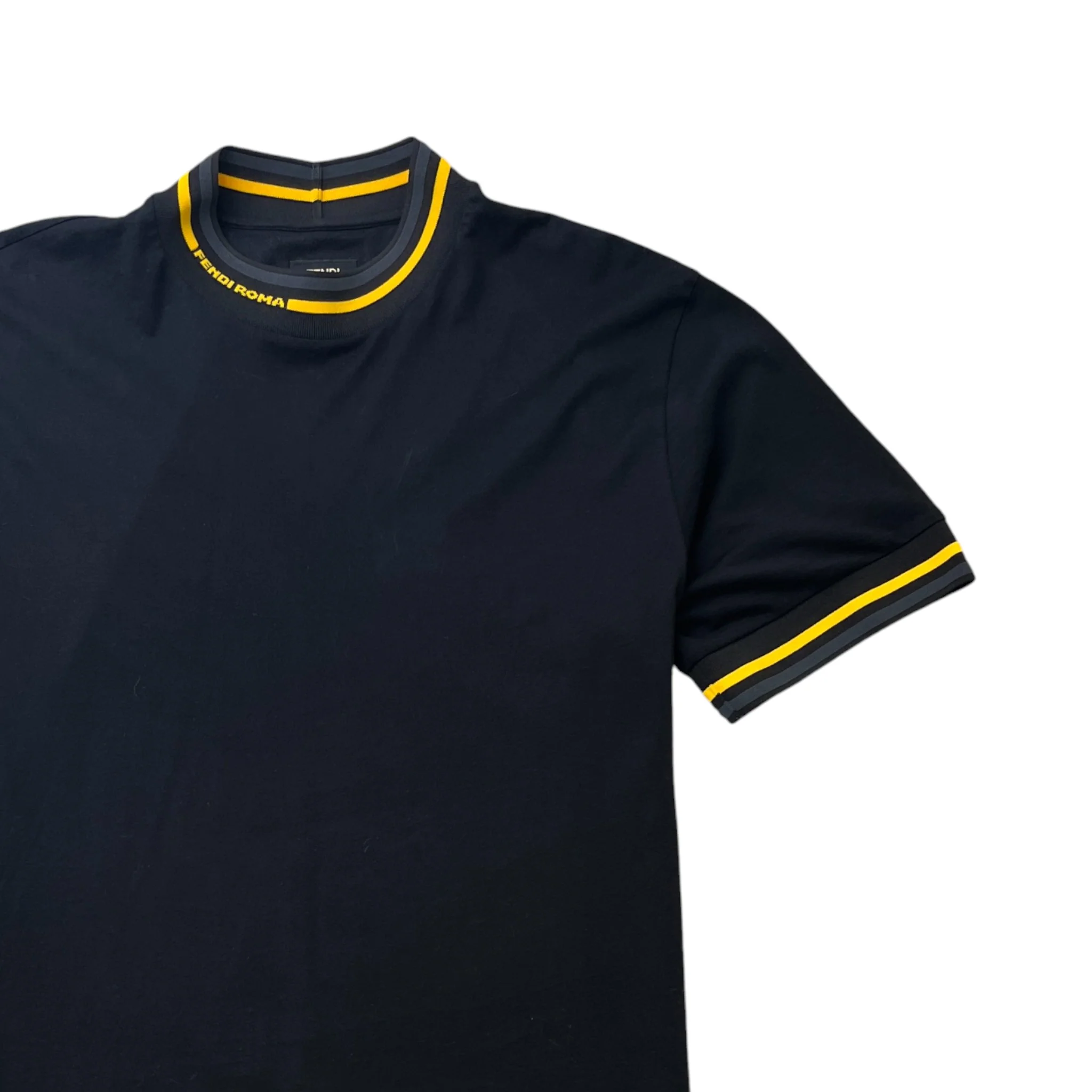 Men's Roma Ribbed Trim T-Shirt Black Size M - Image 3