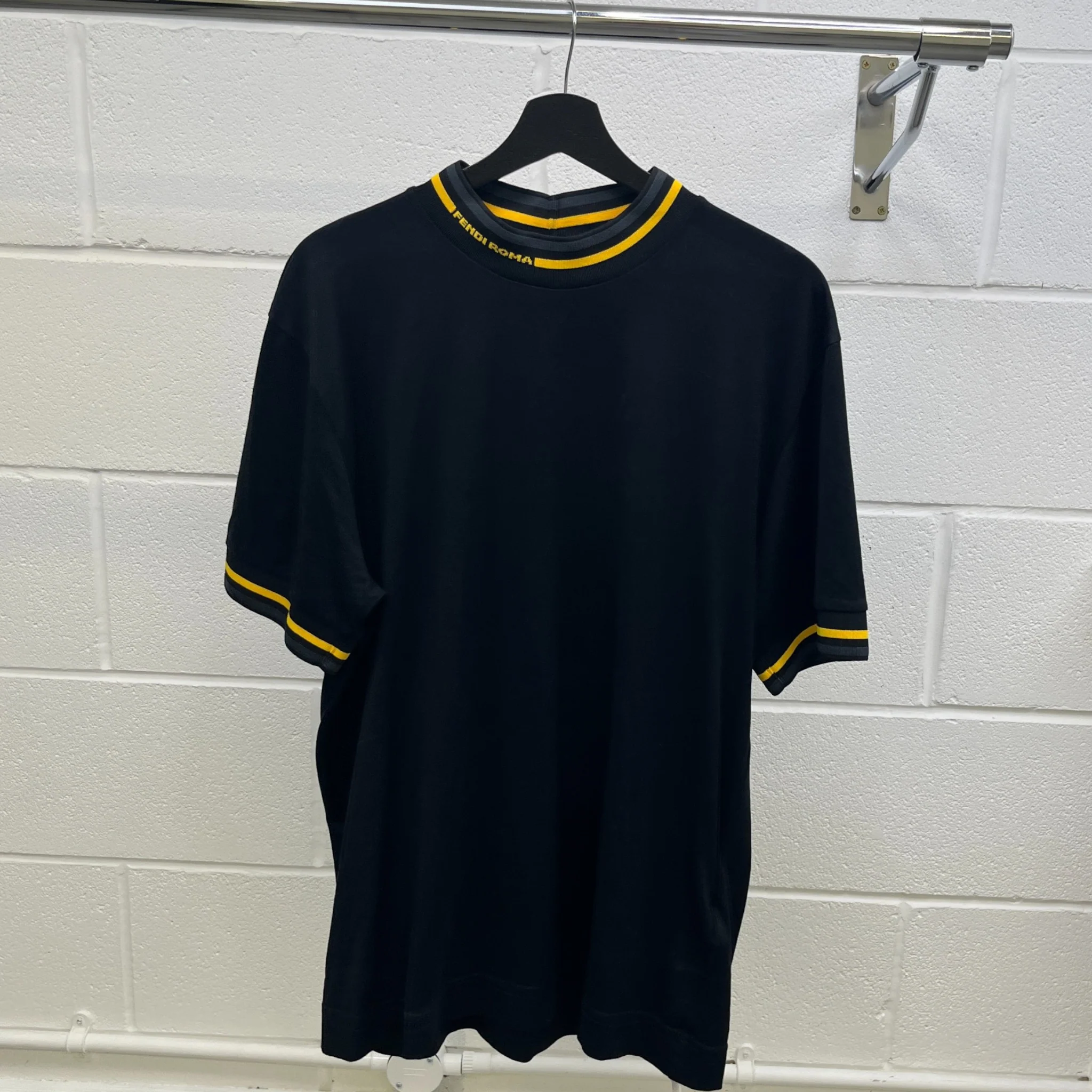 Men's Roma Ribbed Trim T-Shirt Black Size M - Image 8