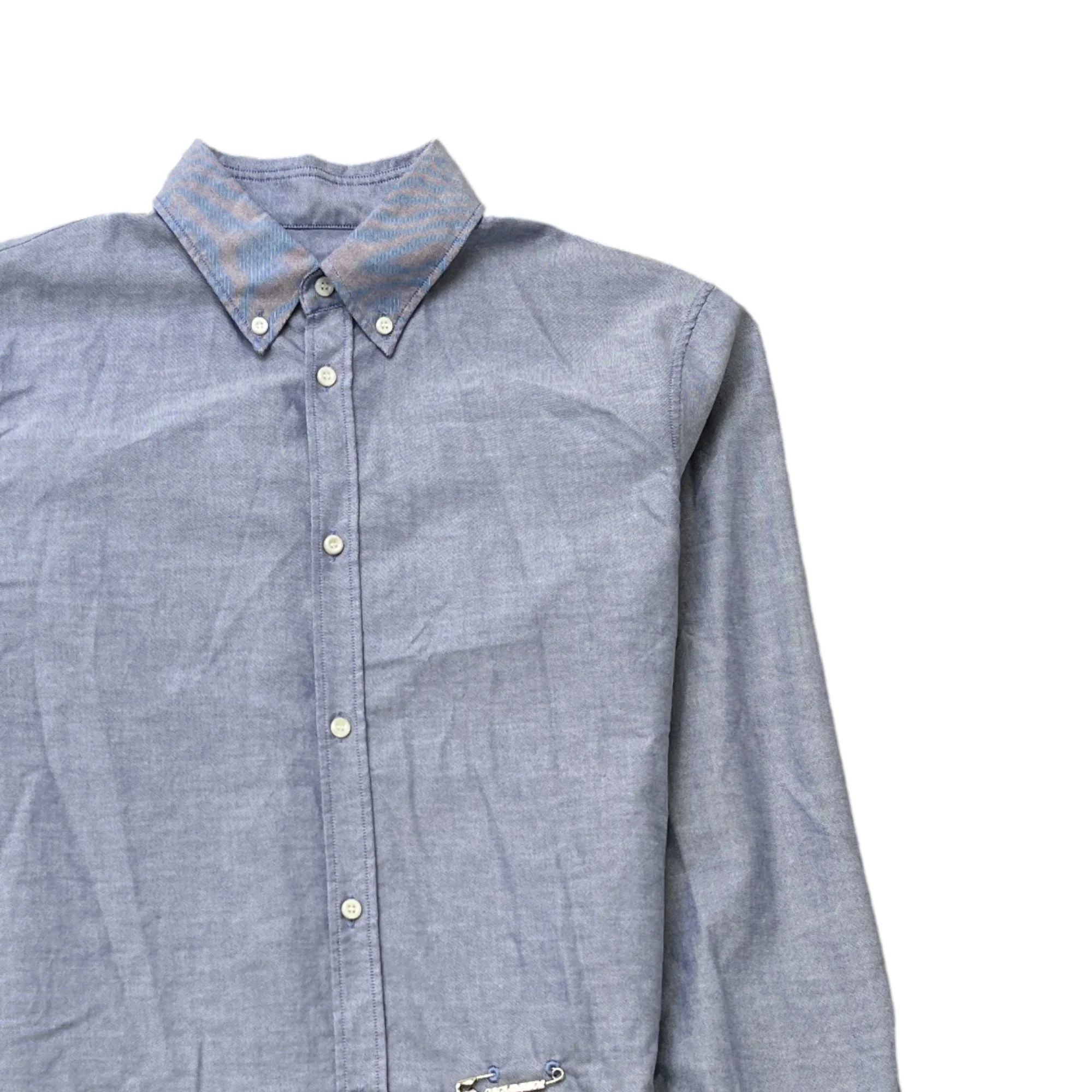 Men's Safety Pin Logo Long Sleeve Shirt Blue Size IT 48 / UK M - Image 3