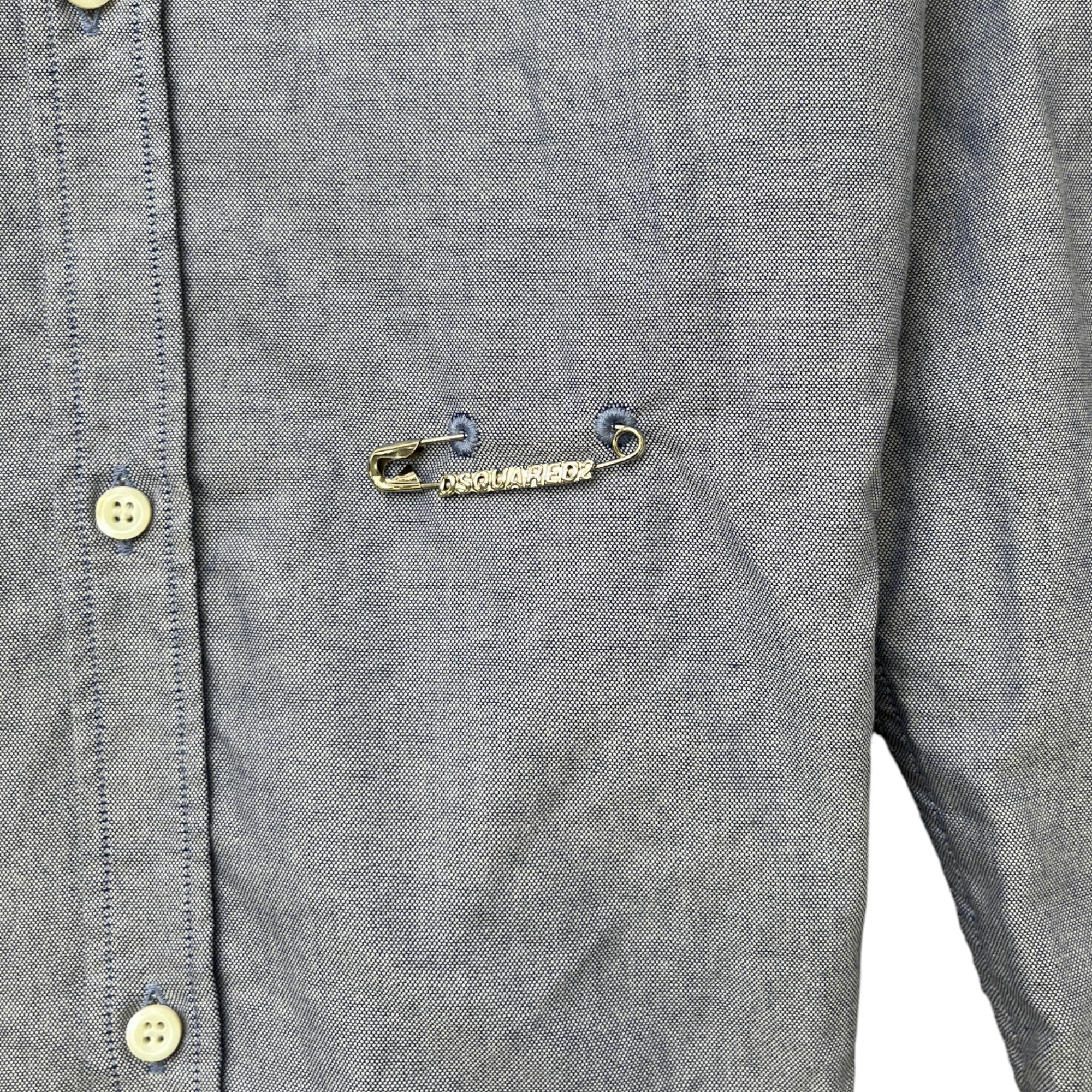 Men's Safety Pin Logo Long Sleeve Shirt Blue Size IT 48 / UK M - Image 6