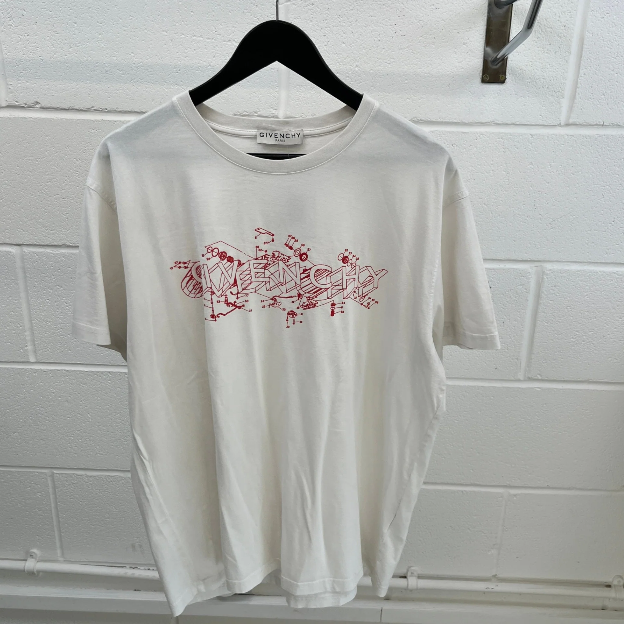 Men's Schematics Logo T-Shirt White Size L - Image 8