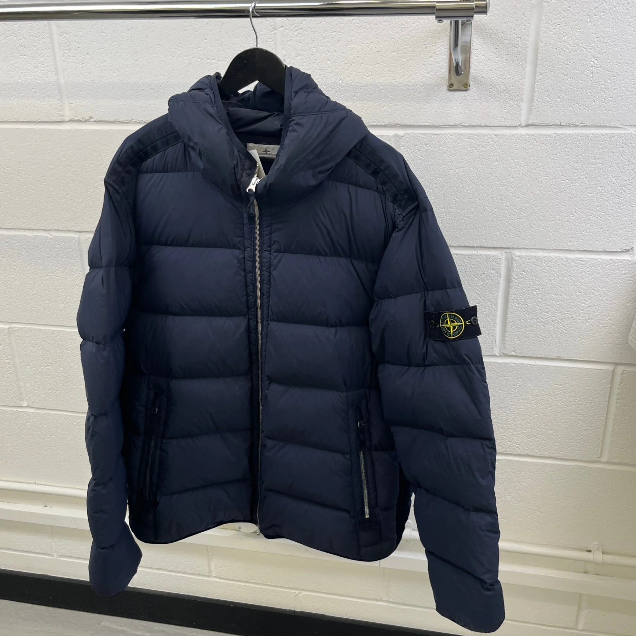 Men's Seamless Tunnel Nylon Down Jacket Navy Size XL - Image 9