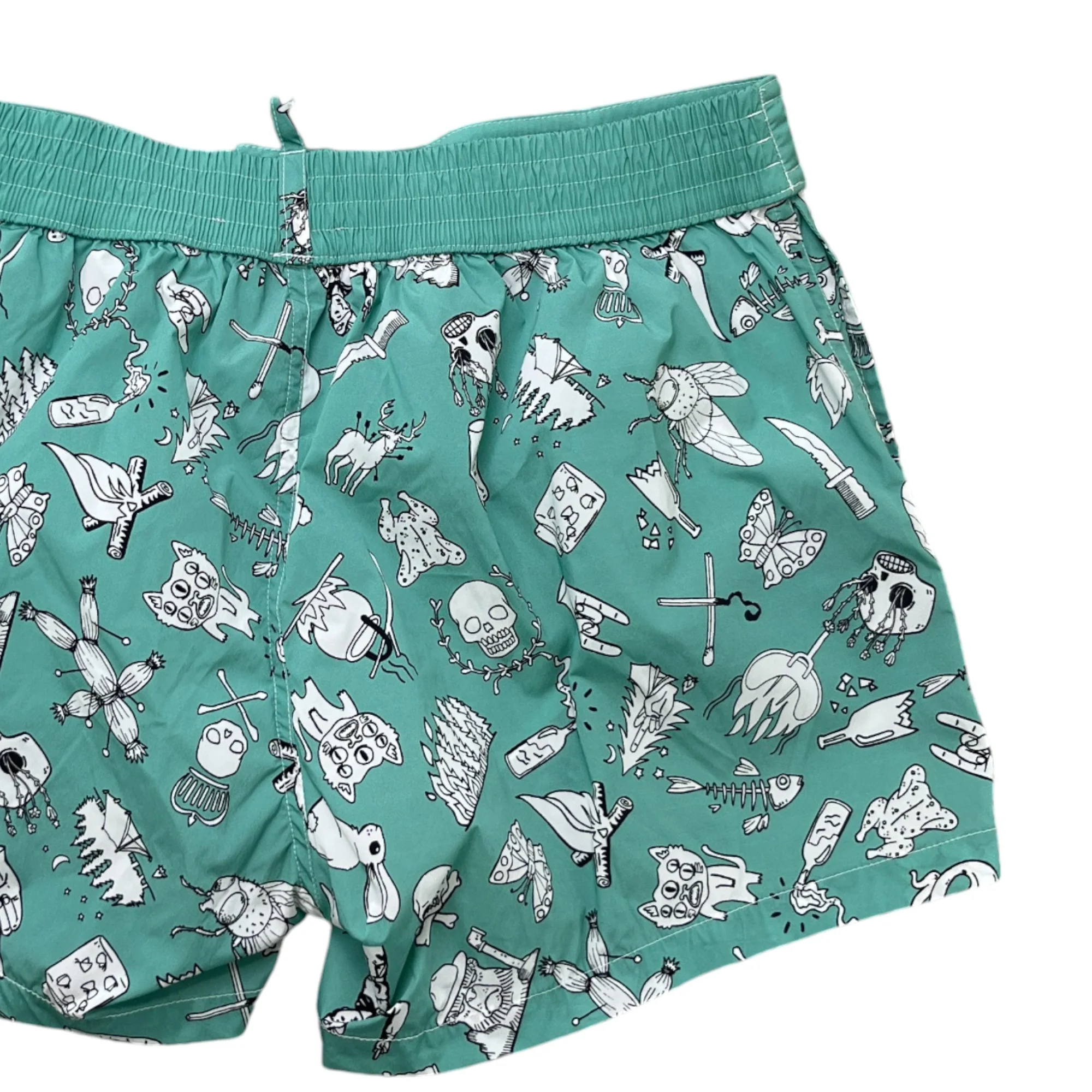 Men's Skull Graphic Print Swim Shorts Green Size W32 / IT 48 - Image 4