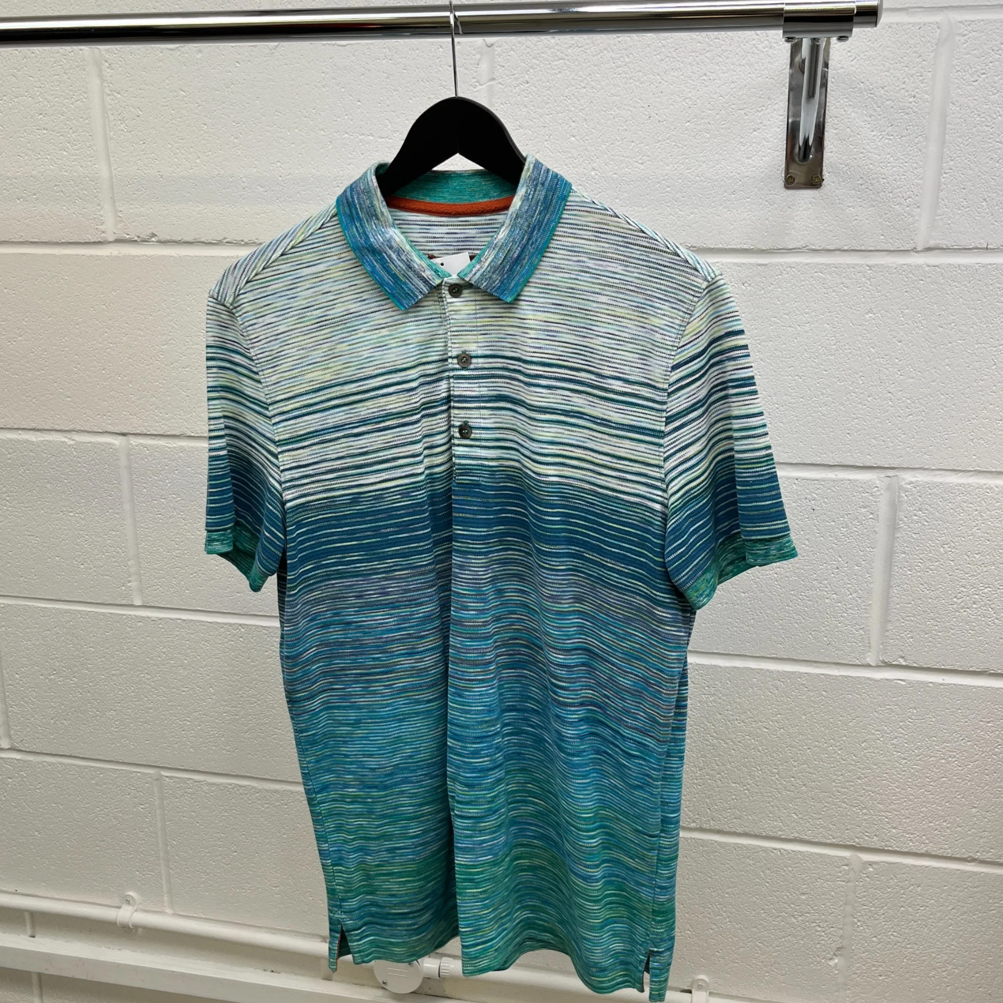 Men's Slub Polo Shirt Blue Size M - Image 8