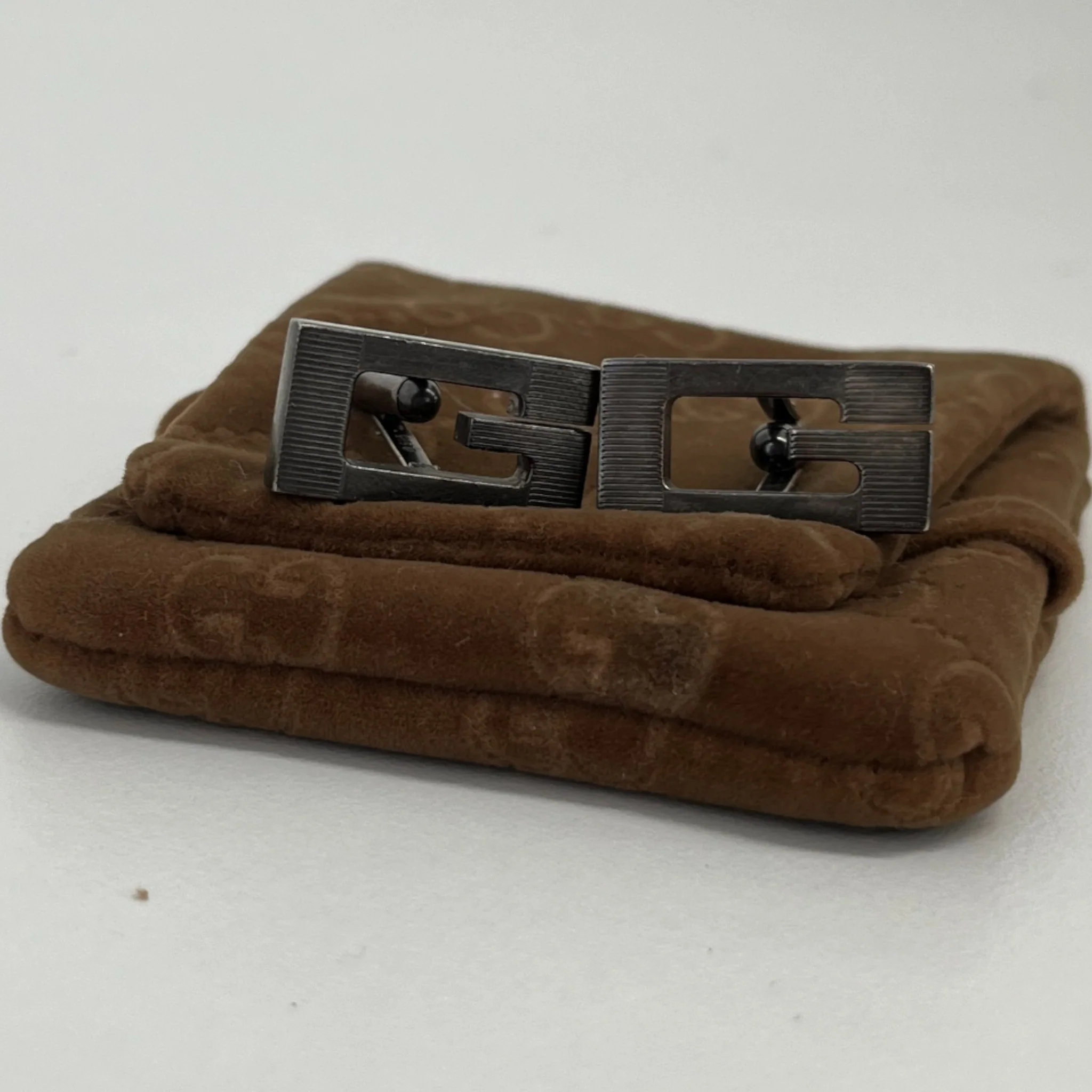 Men's Square G Cufflinks Silver - Image 6