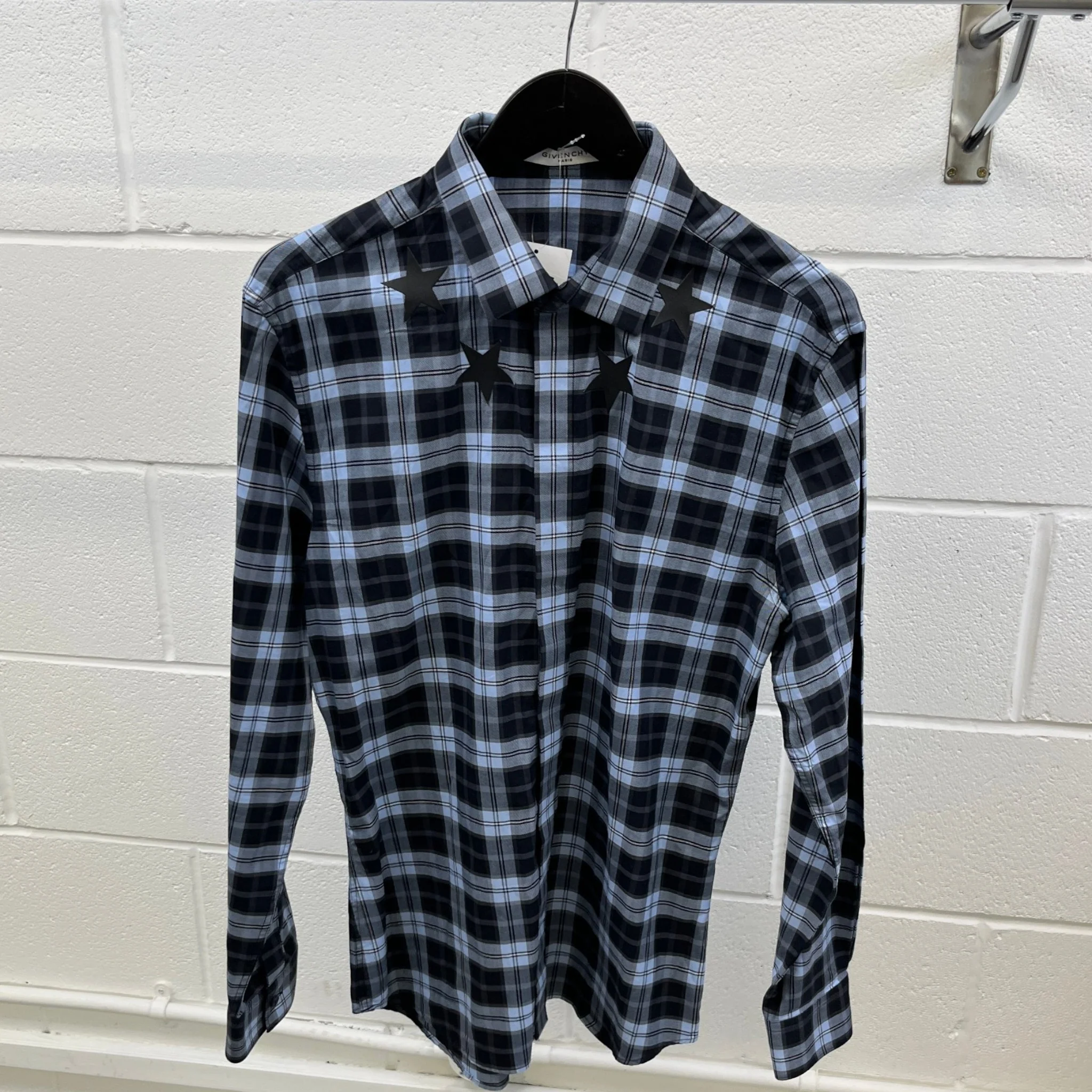 Men's Star Long Sleeve Shirt Navy Size L - Image 9