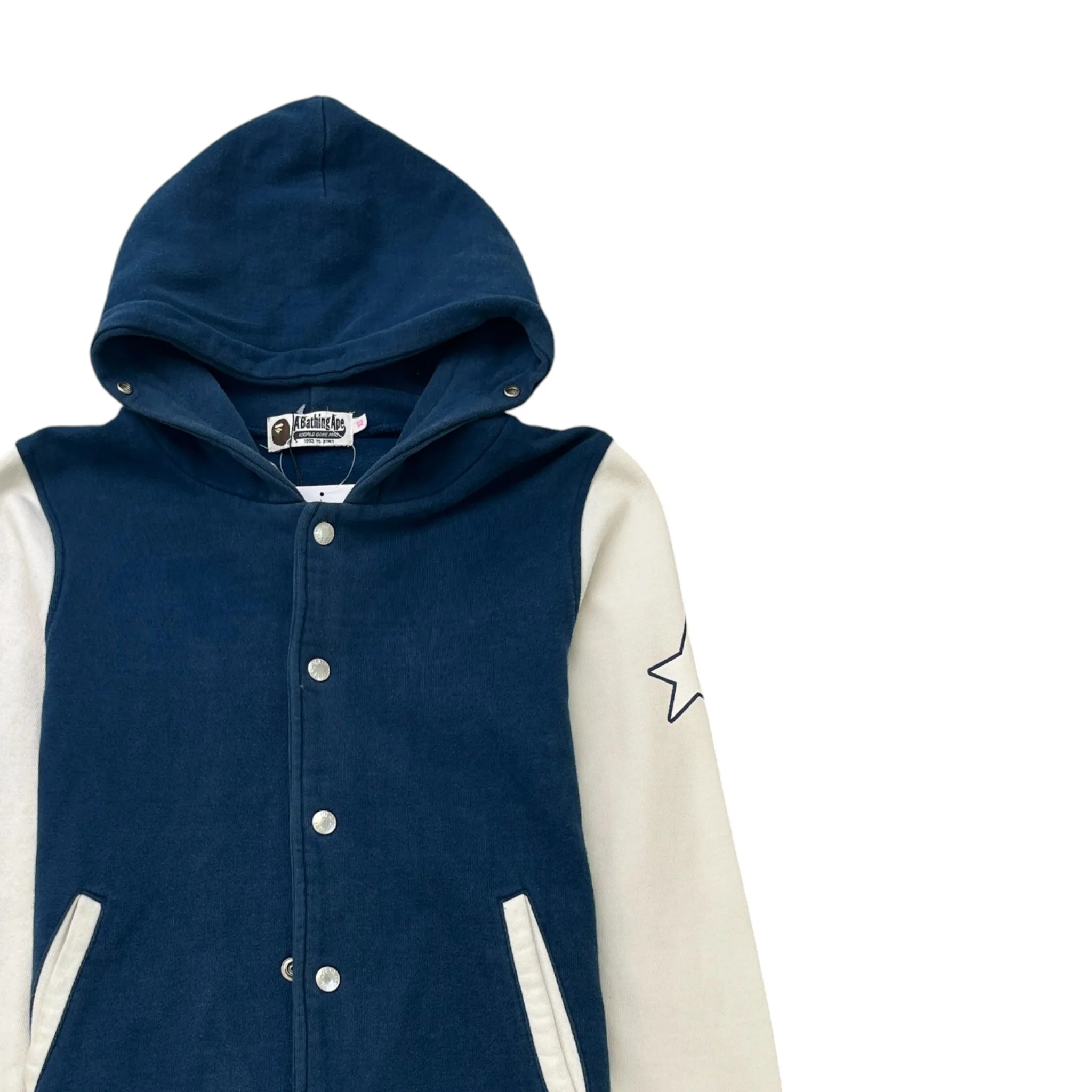Men's Star Patch Varsity Jacket Blue Size XS - Image 3