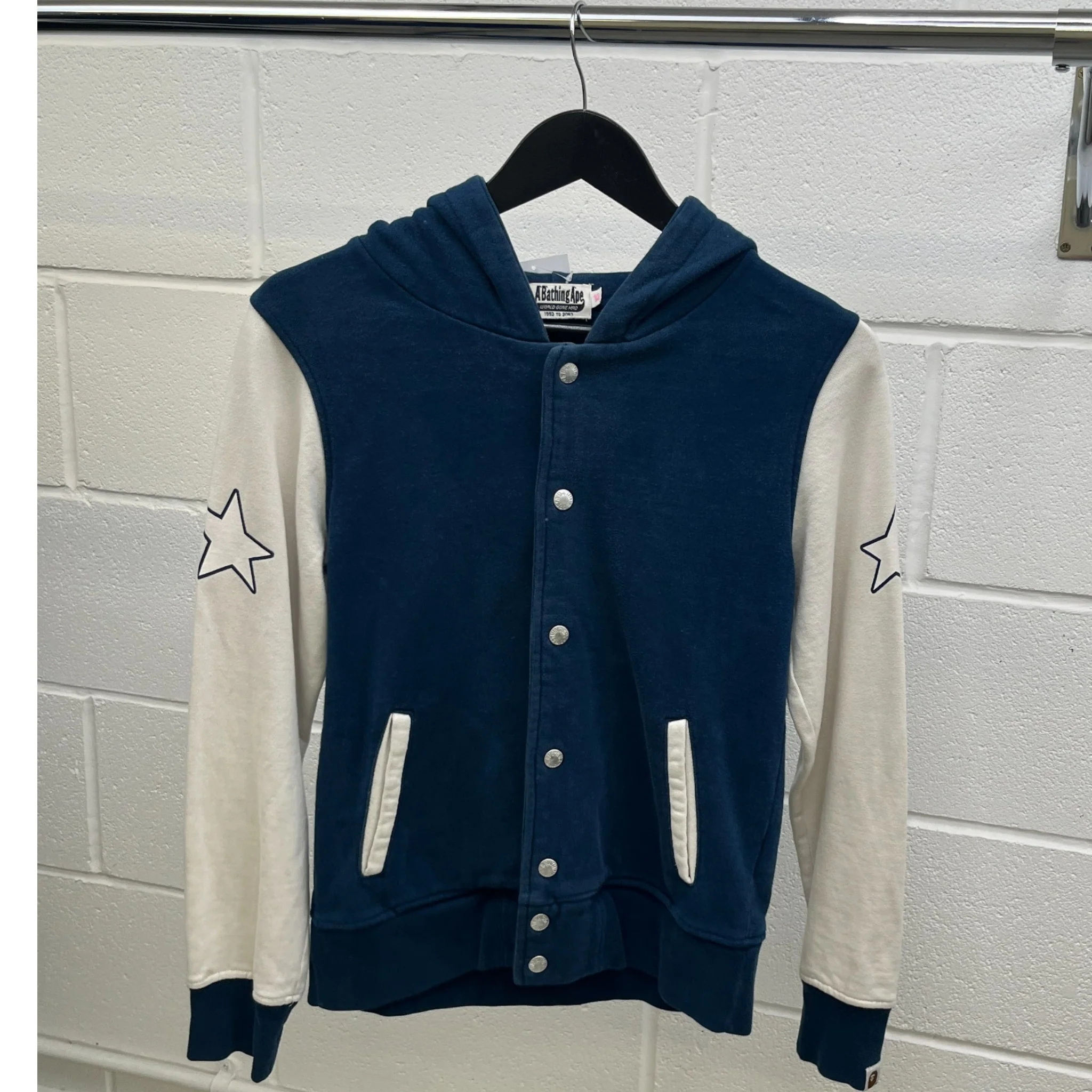 Men's Star Patch Varsity Jacket Blue Size XS - Image 8