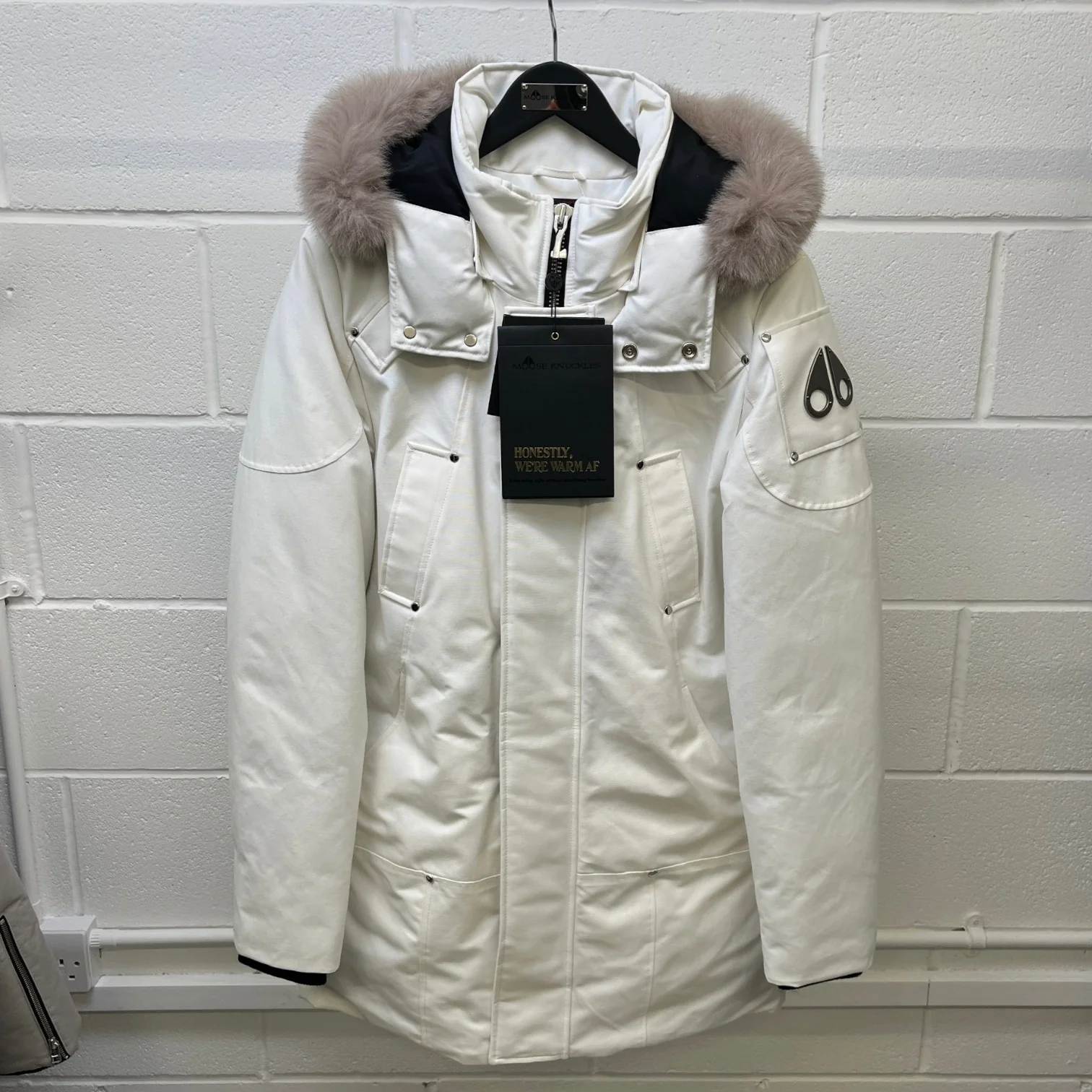 Men's Stirling Parka Down Jacket White Size M - Image 12