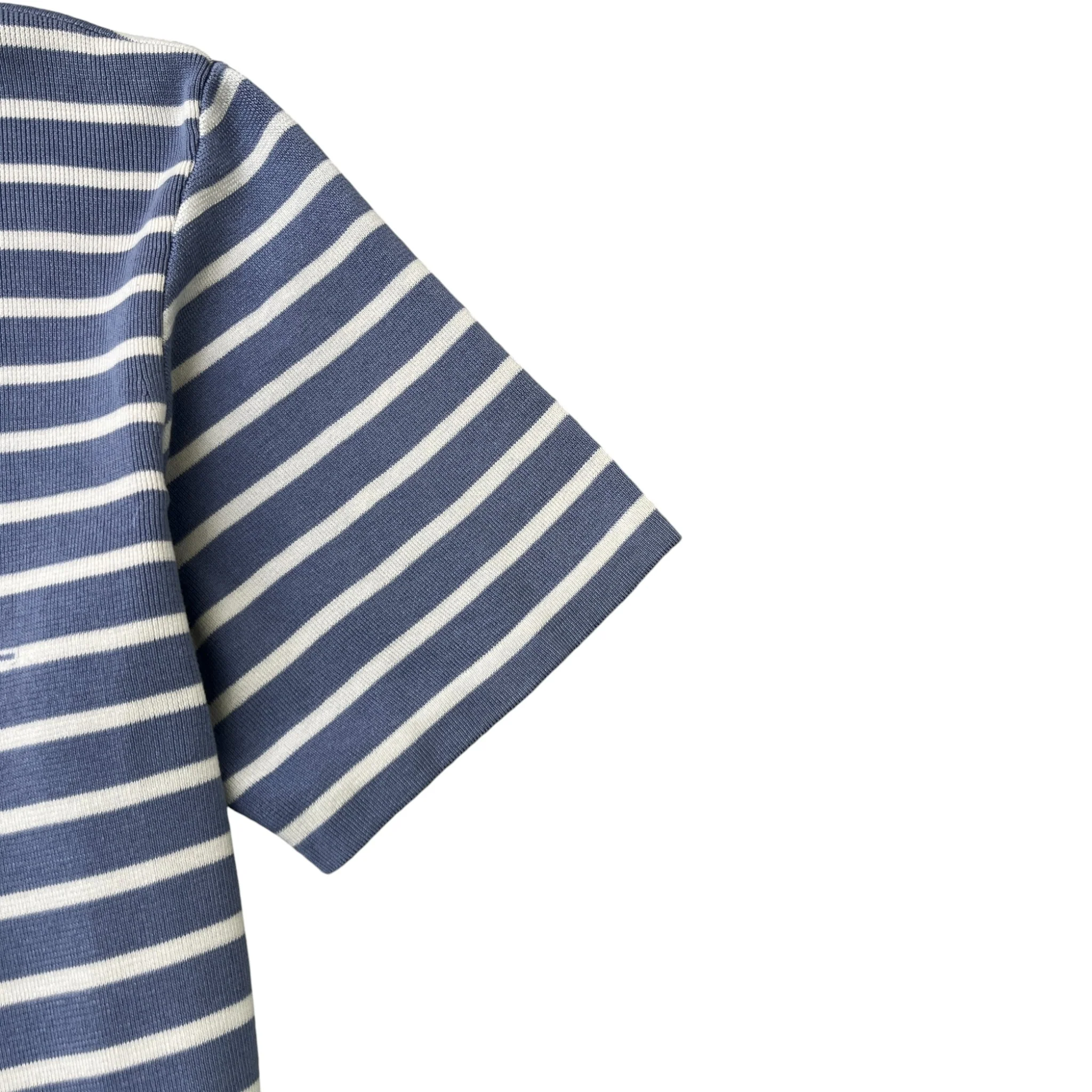 Men's Stripe Logo Print T-Shirt Blue Size M - Image 5