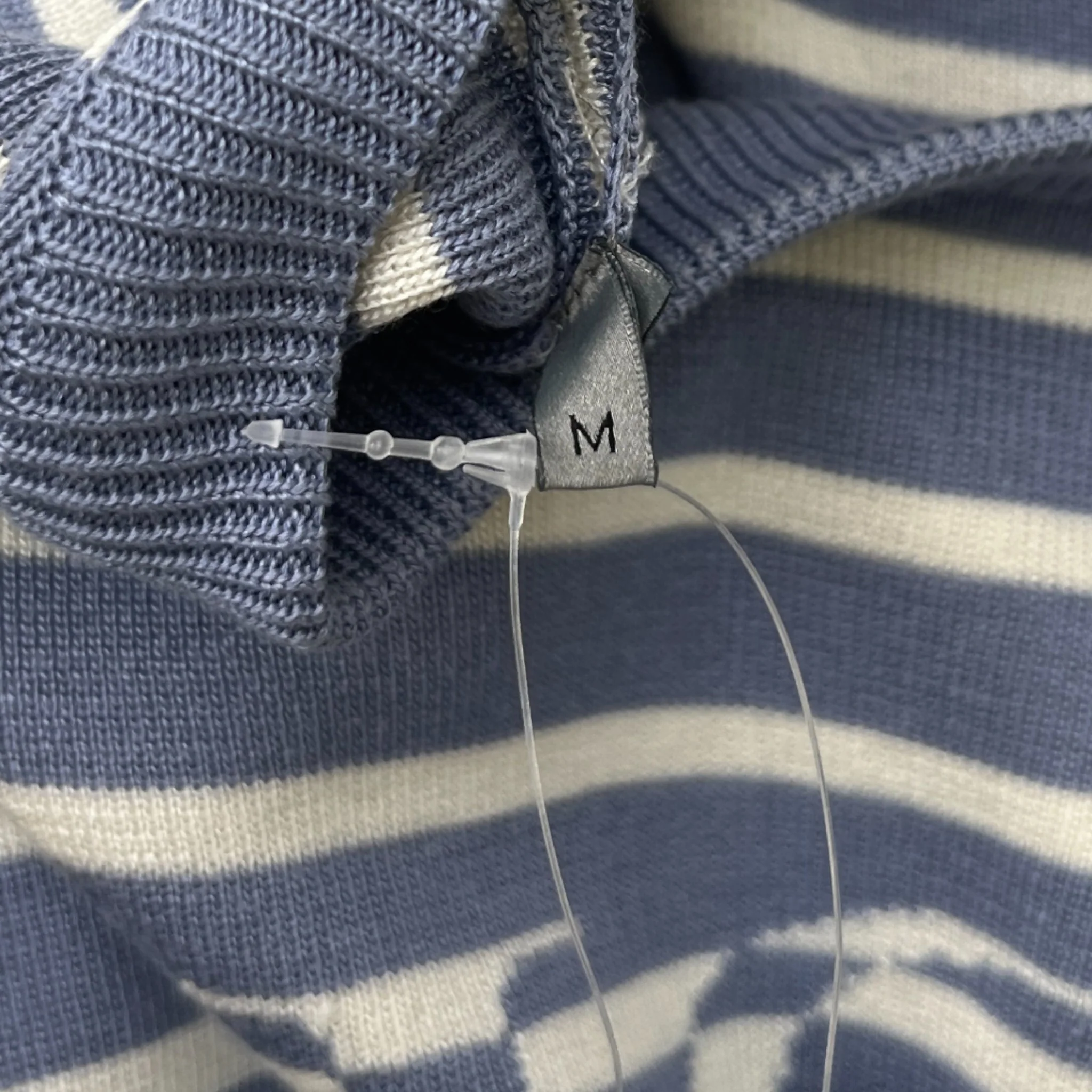 Men's Stripe Logo Print T-Shirt Blue Size M - Image 7